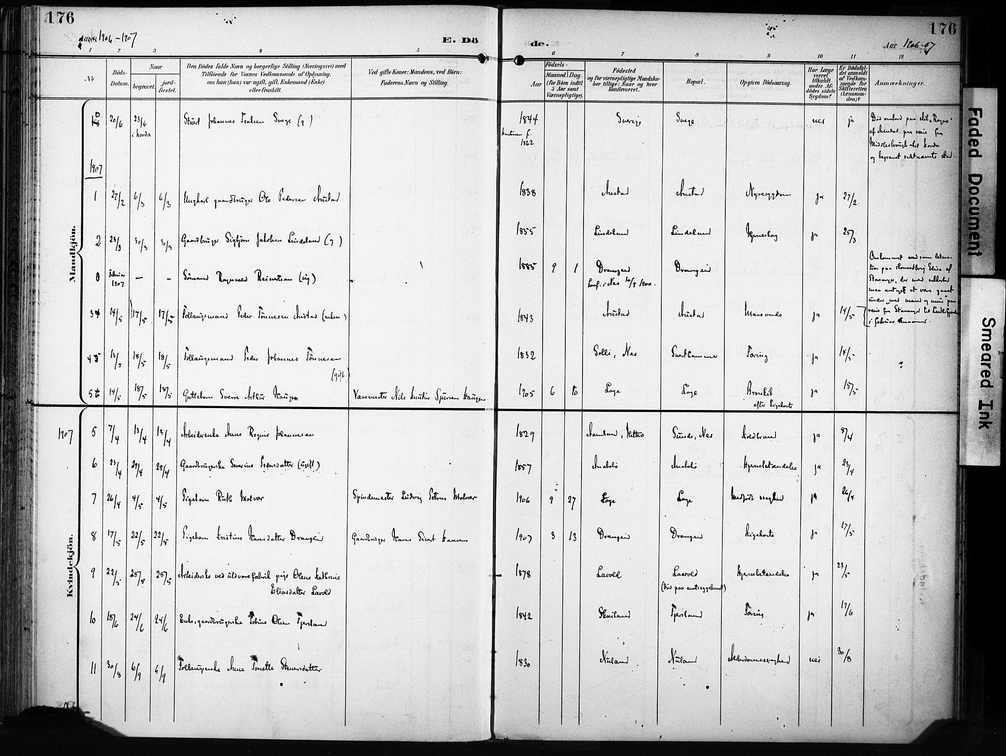 Flekkefjord sokneprestkontor, AV/SAK-1111-0012/F/Fa/Fac/L0009: Parish register (official) no. A 9, 1899-1909, p. 176