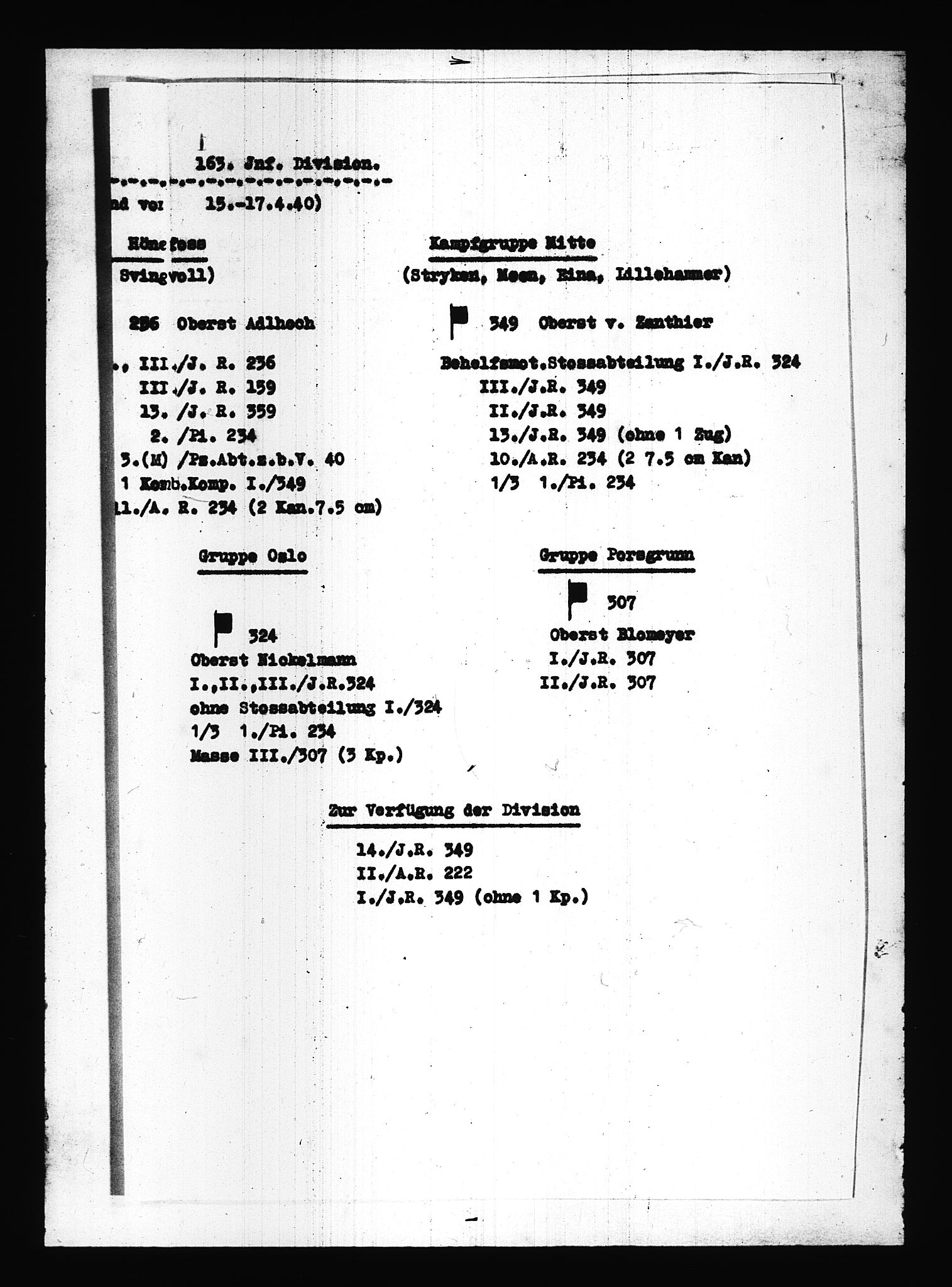 Documents Section, AV/RA-RAFA-2200/V/L0083: Amerikansk mikrofilm "Captured German Documents".
Box No. 722.  FKA jnr. 615/1954., 1940, p. 377