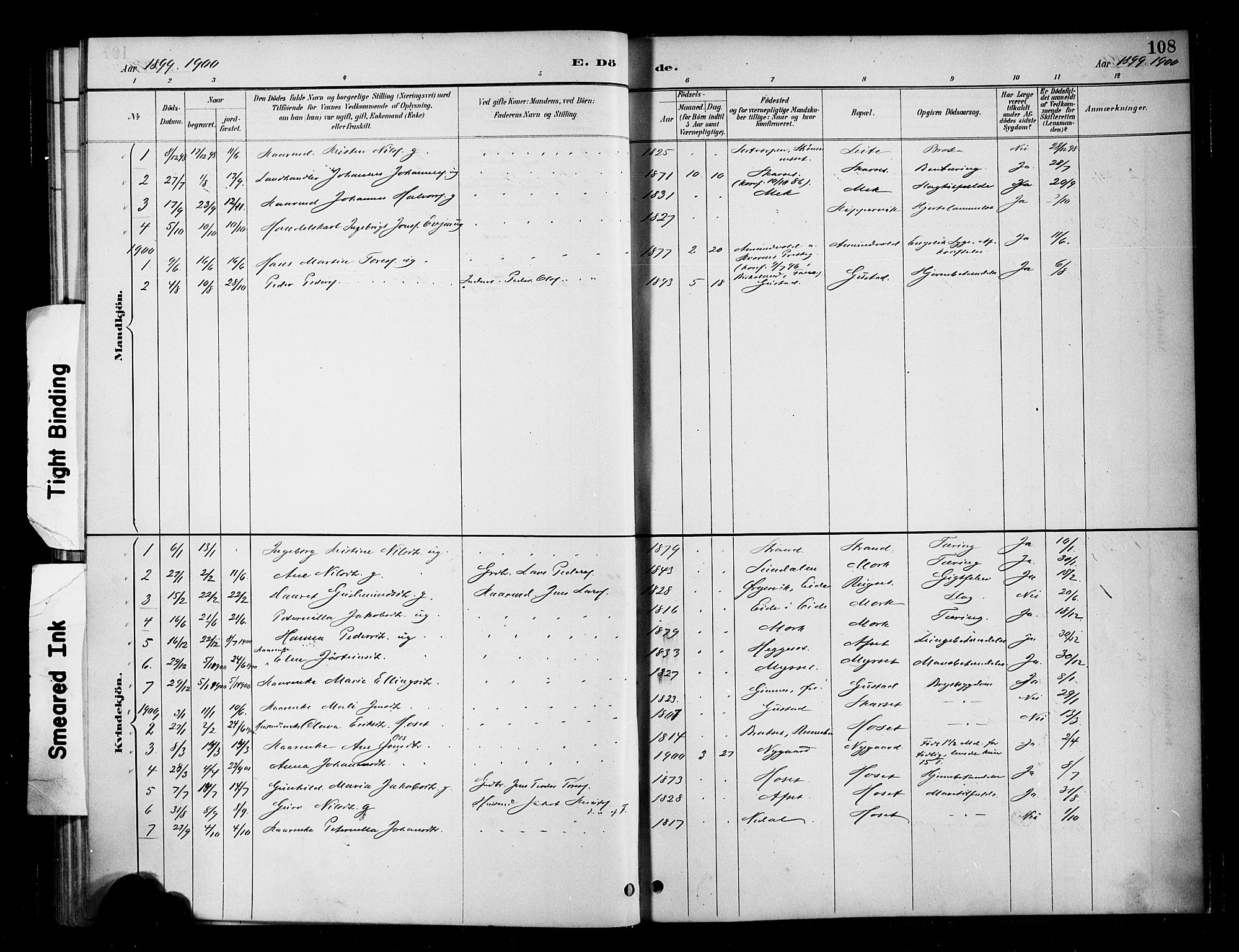 Ministerialprotokoller, klokkerbøker og fødselsregistre - Møre og Romsdal, SAT/A-1454/568/L0809: Parish register (official) no. 568A13, 1884-1900, p. 108