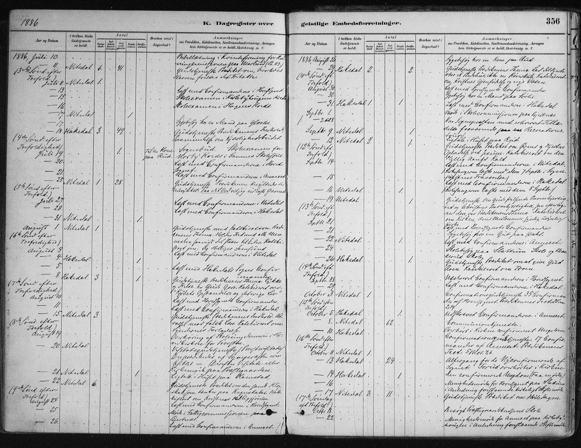 Nittedal prestekontor Kirkebøker, AV/SAO-A-10365a/F/Fa/L0007: Parish register (official) no. I 7, 1879-1901, p. 356