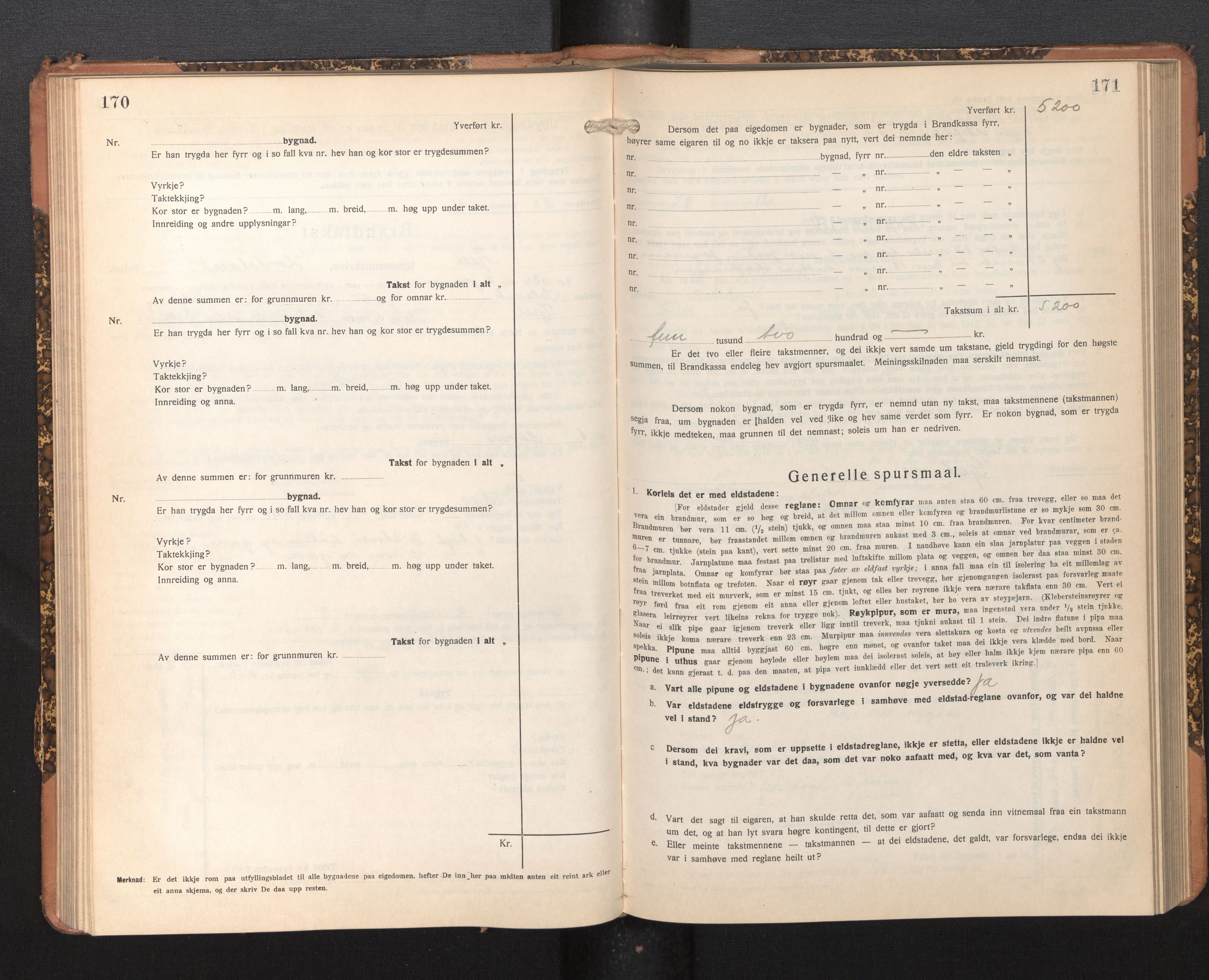 Lensmannen i Fjell, AV/SAB-A-32301/0012/L0006: Branntakstprotokoll, skjematakst, 1931-1945, p. 170-171