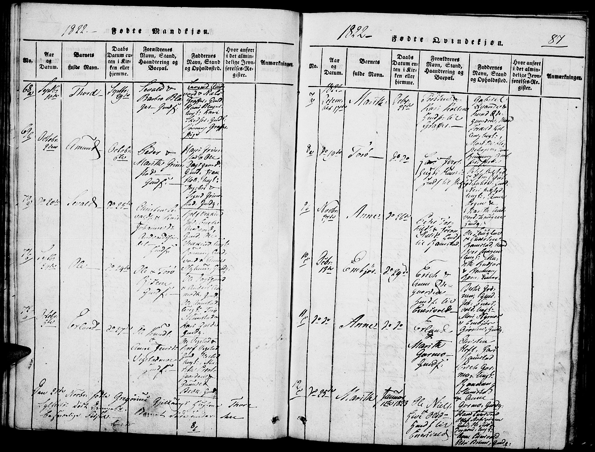 Lom prestekontor, AV/SAH-PREST-070/K/L0004: Parish register (official) no. 4, 1815-1825, p. 87