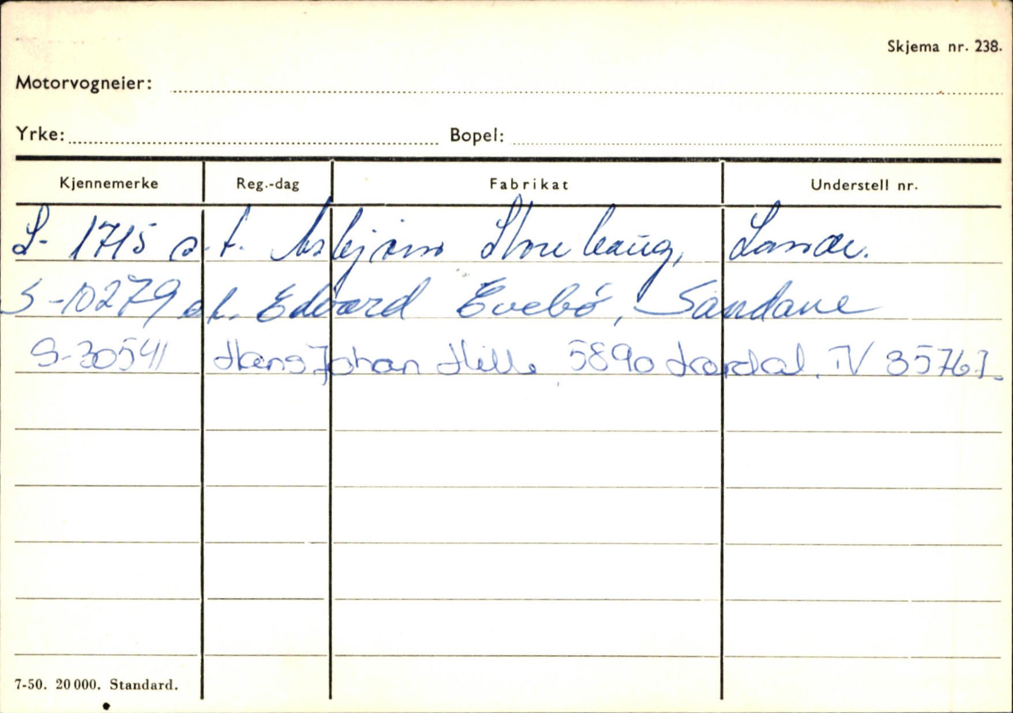 Statens vegvesen, Sogn og Fjordane vegkontor, AV/SAB-A-5301/4/F/L0125: Eigarregister Sogndal V-Å. Aurland A-Å. Fjaler A-N, 1945-1975, p. 1644