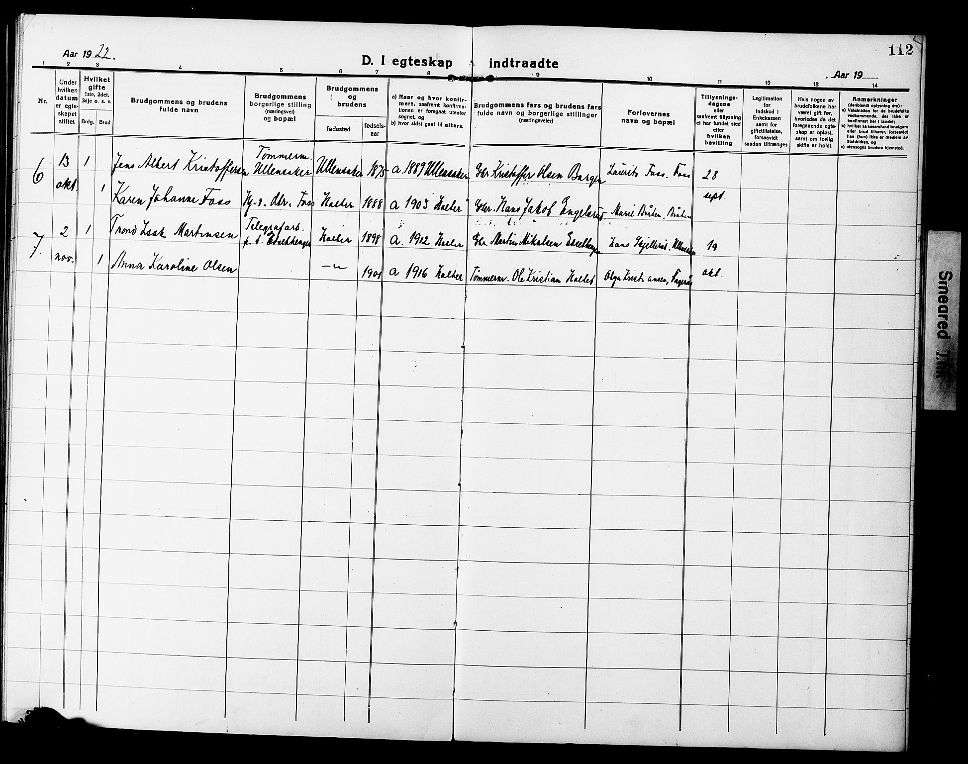 Nannestad prestekontor Kirkebøker, AV/SAO-A-10414a/G/Gb/L0002: Parish register (copy) no. II 2, 1918-1929, p. 112