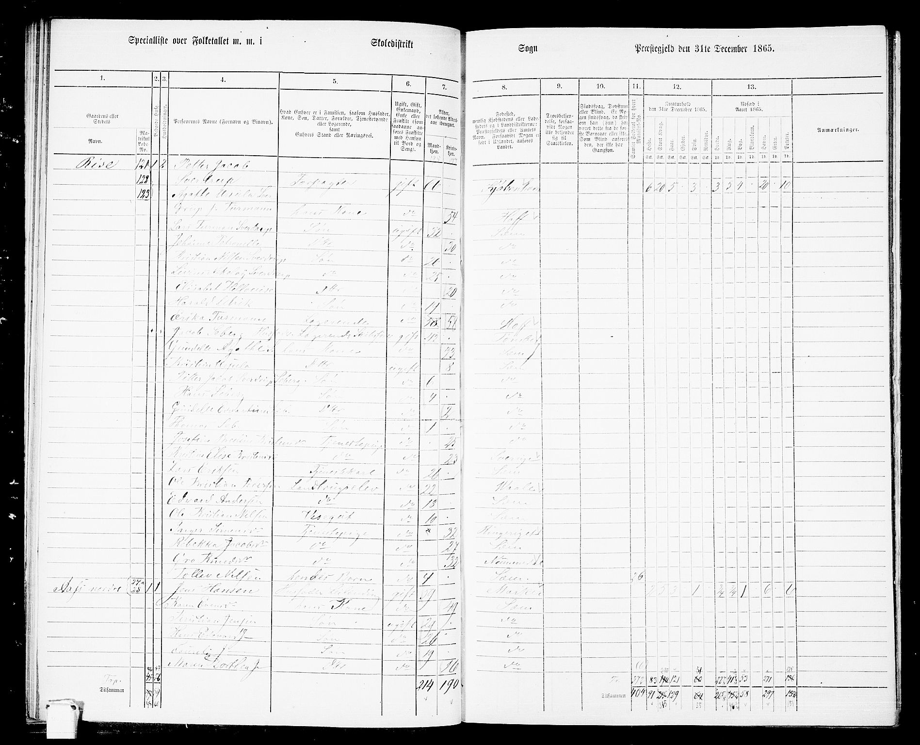 RA, 1865 census for Sem, 1865, p. 66