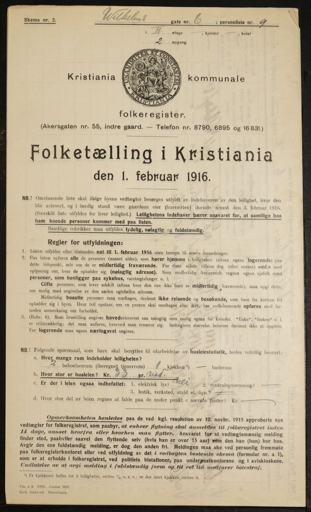 OBA, Municipal Census 1916 for Kristiania, 1916, p. 131920