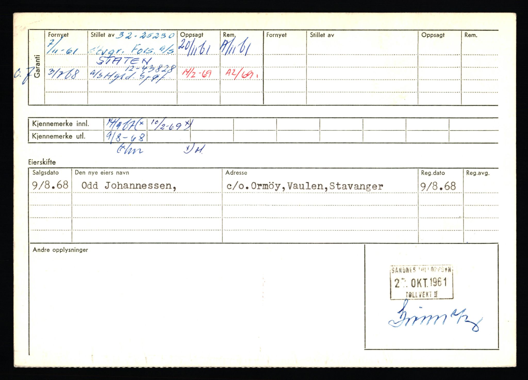 Stavanger trafikkstasjon, AV/SAST-A-101942/0/F/L0075: L-88800 - L-92499, 1930-1971, p. 1126