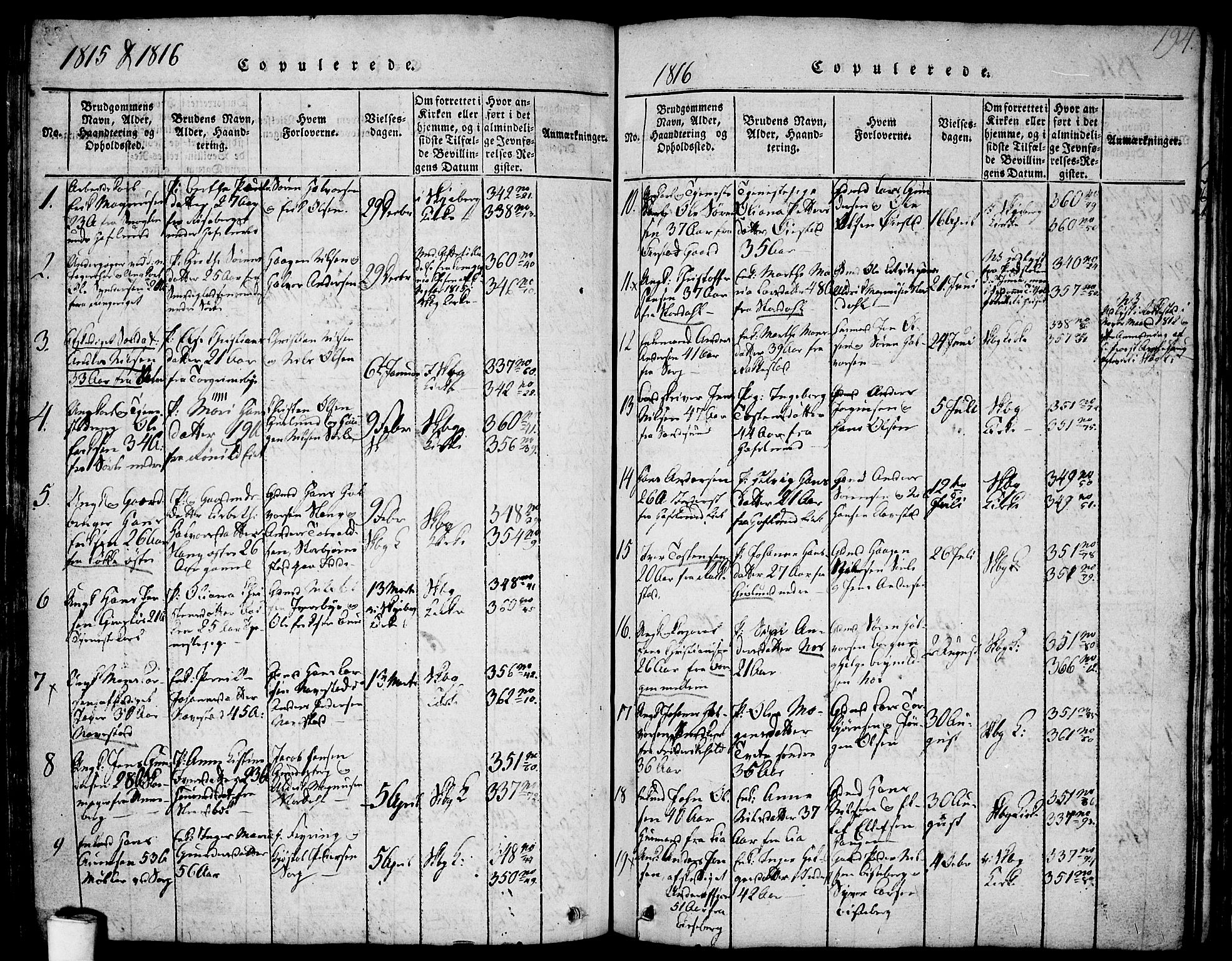 Skjeberg prestekontor Kirkebøker, SAO/A-10923/F/Fa/L0004: Parish register (official) no. I 4, 1815-1830, p. 194