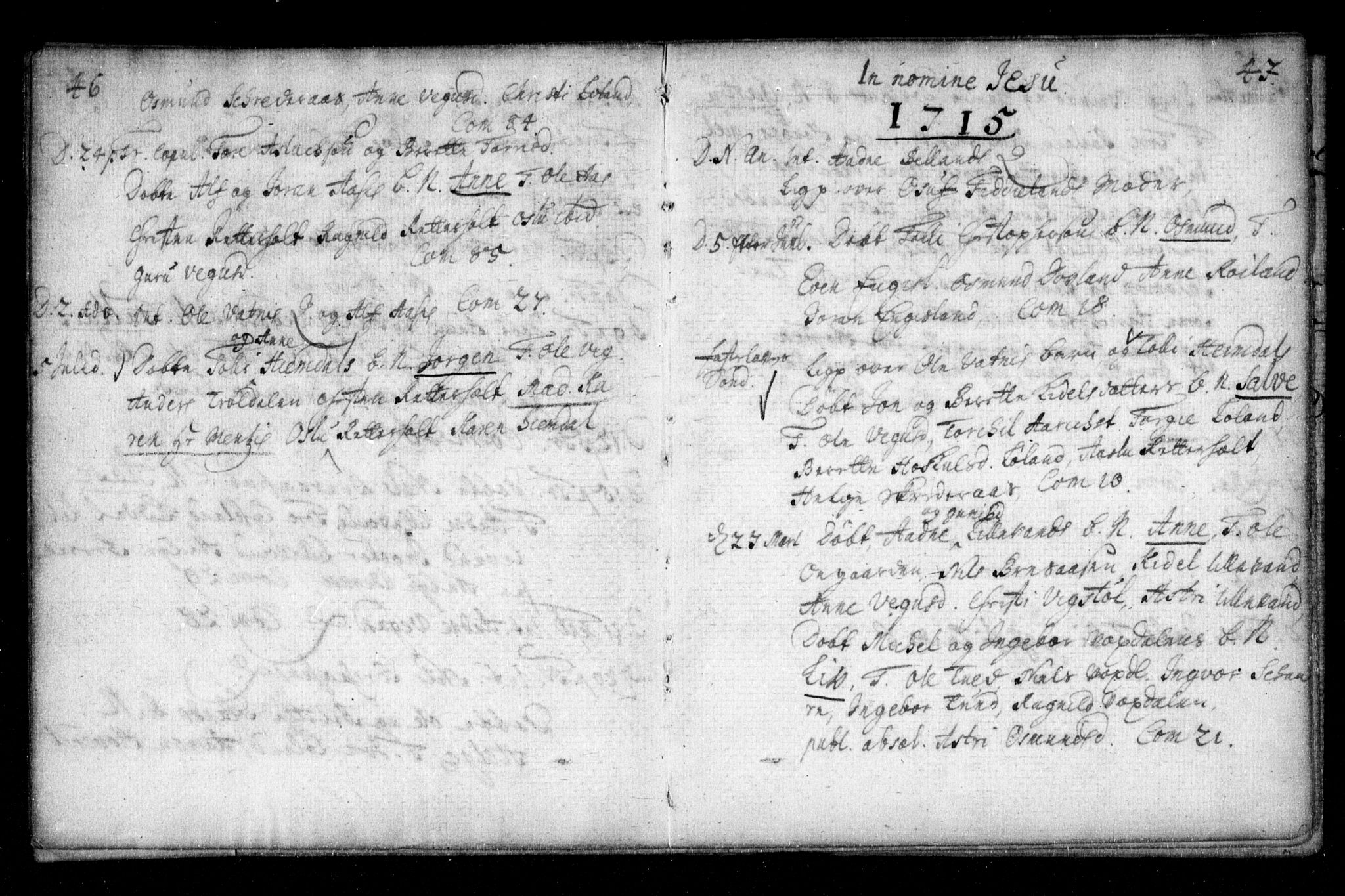 Herefoss sokneprestkontor, AV/SAK-1111-0019/F/Fa/Fab/L0001: Parish register (official) no. A 1, 1704-1779, p. 46-47