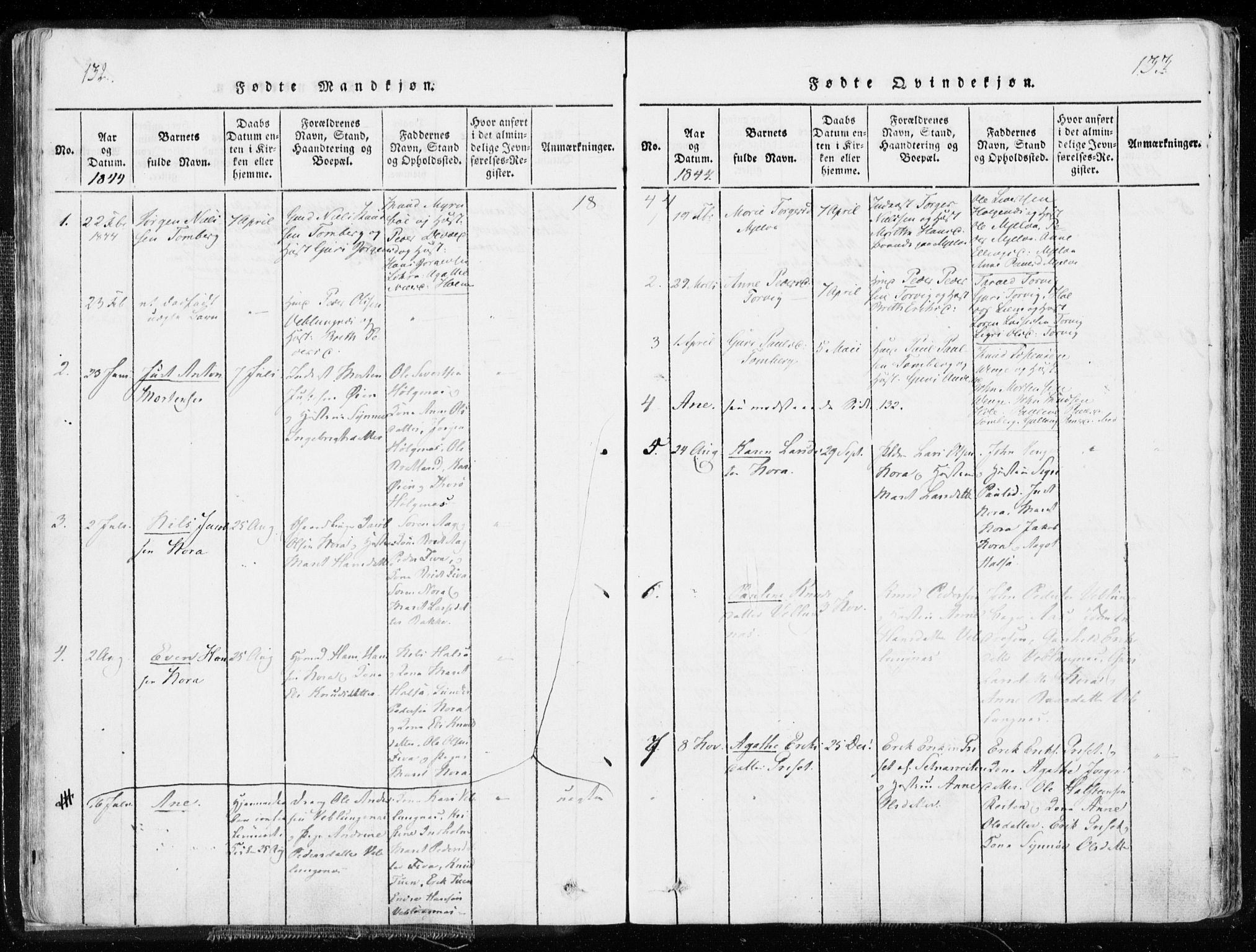 Ministerialprotokoller, klokkerbøker og fødselsregistre - Møre og Romsdal, SAT/A-1454/544/L0571: Parish register (official) no. 544A04, 1818-1853, p. 132-133