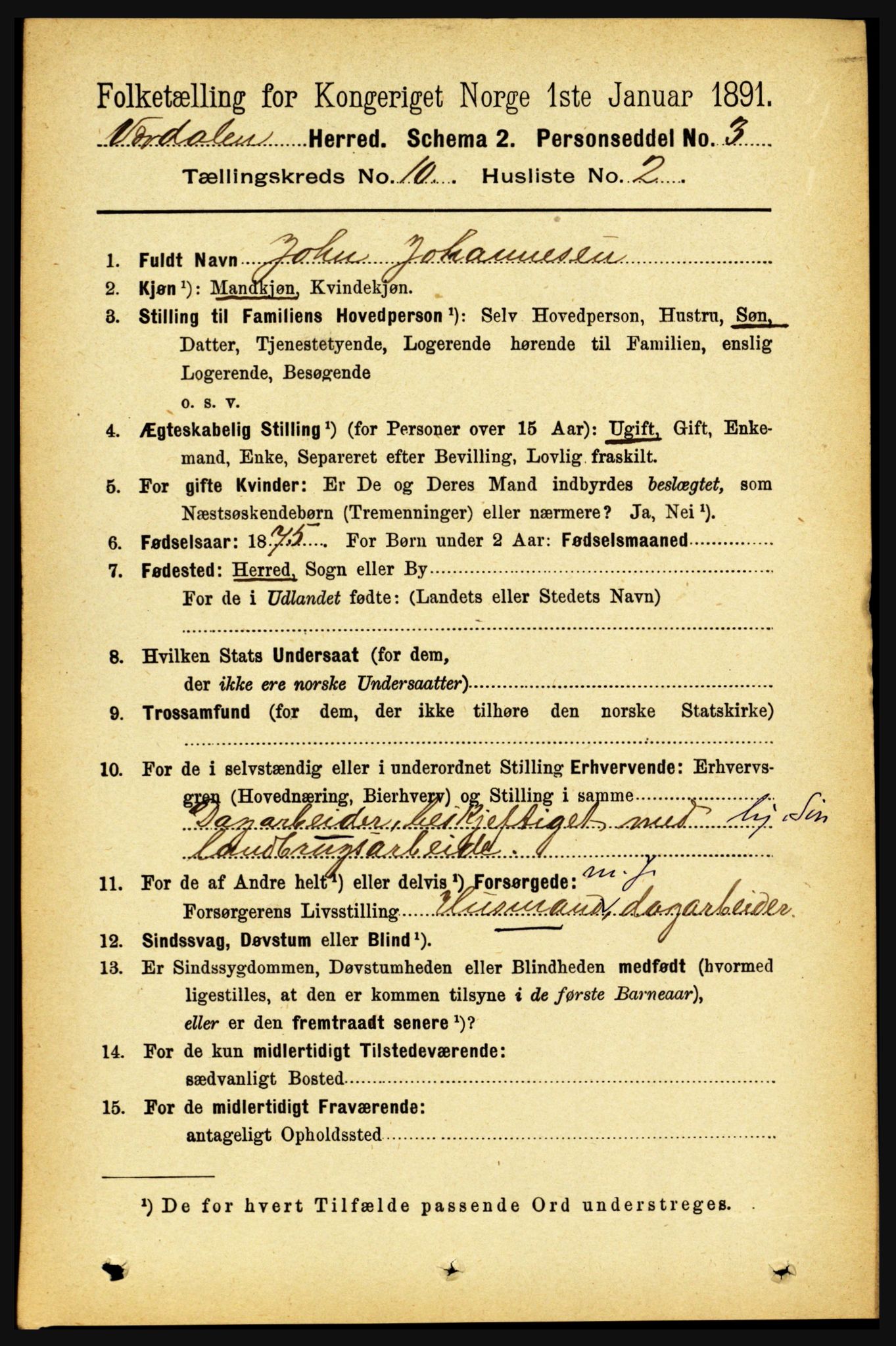 RA, 1891 census for 1721 Verdal, 1891, p. 5596