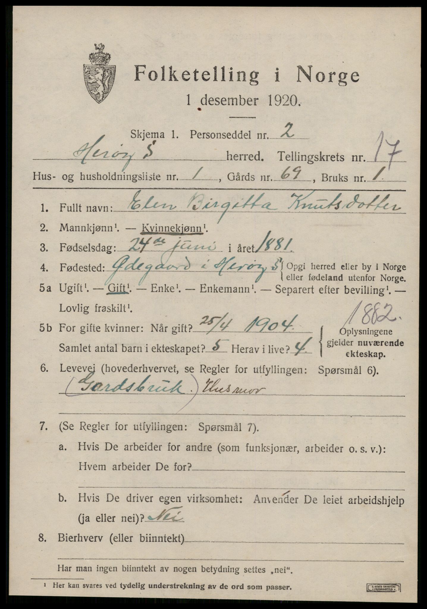 SAT, 1920 census for Herøy (MR), 1920, p. 10353