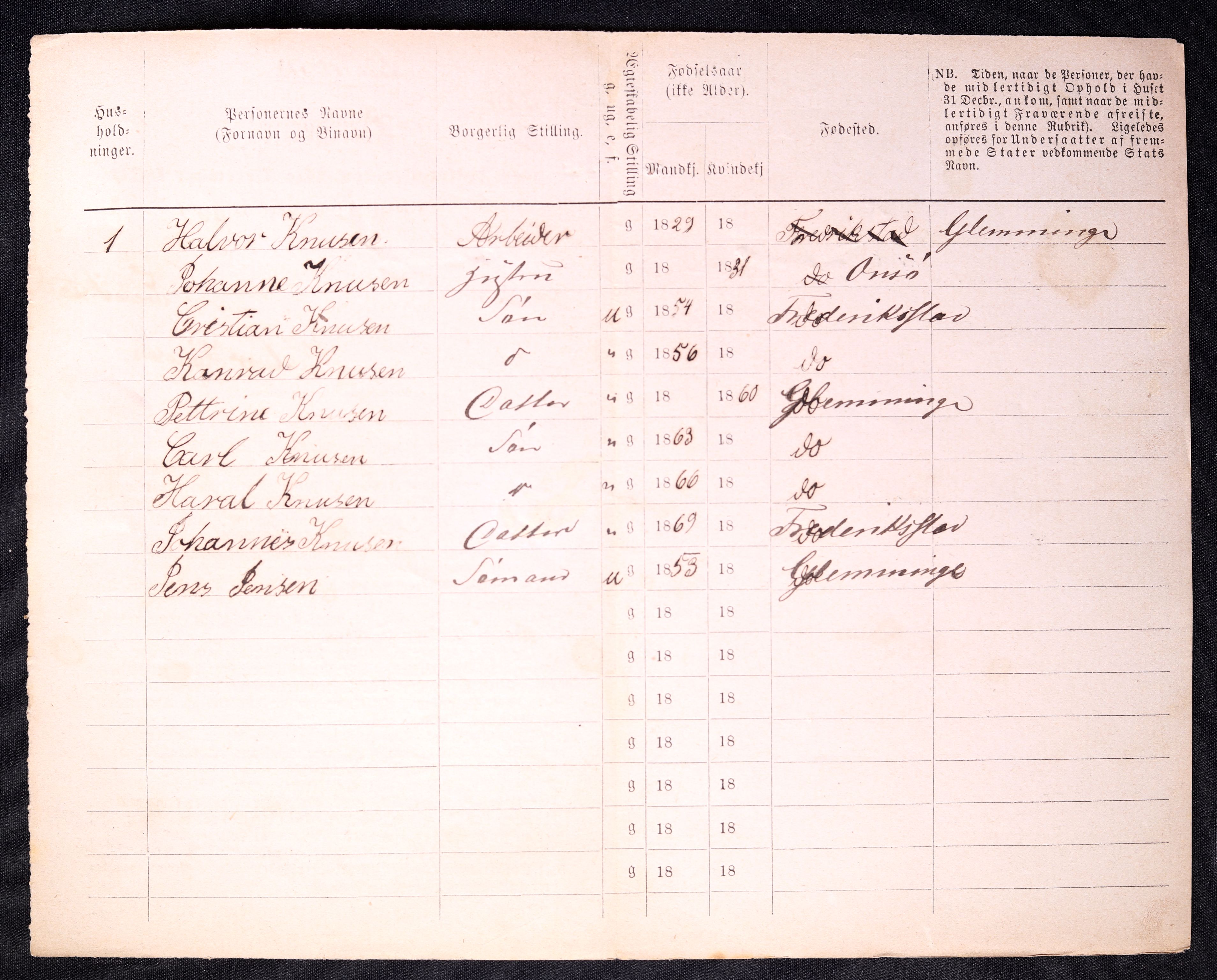 RA, 1870 census for 0103 Fredrikstad, 1870, p. 1228