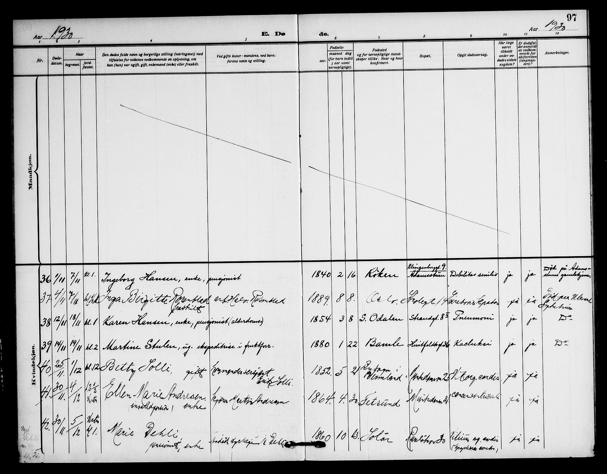 Piperviken prestekontor Kirkebøker, AV/SAO-A-10874/F/L0005: Parish register (official) no. 5, 1911-1949, p. 97