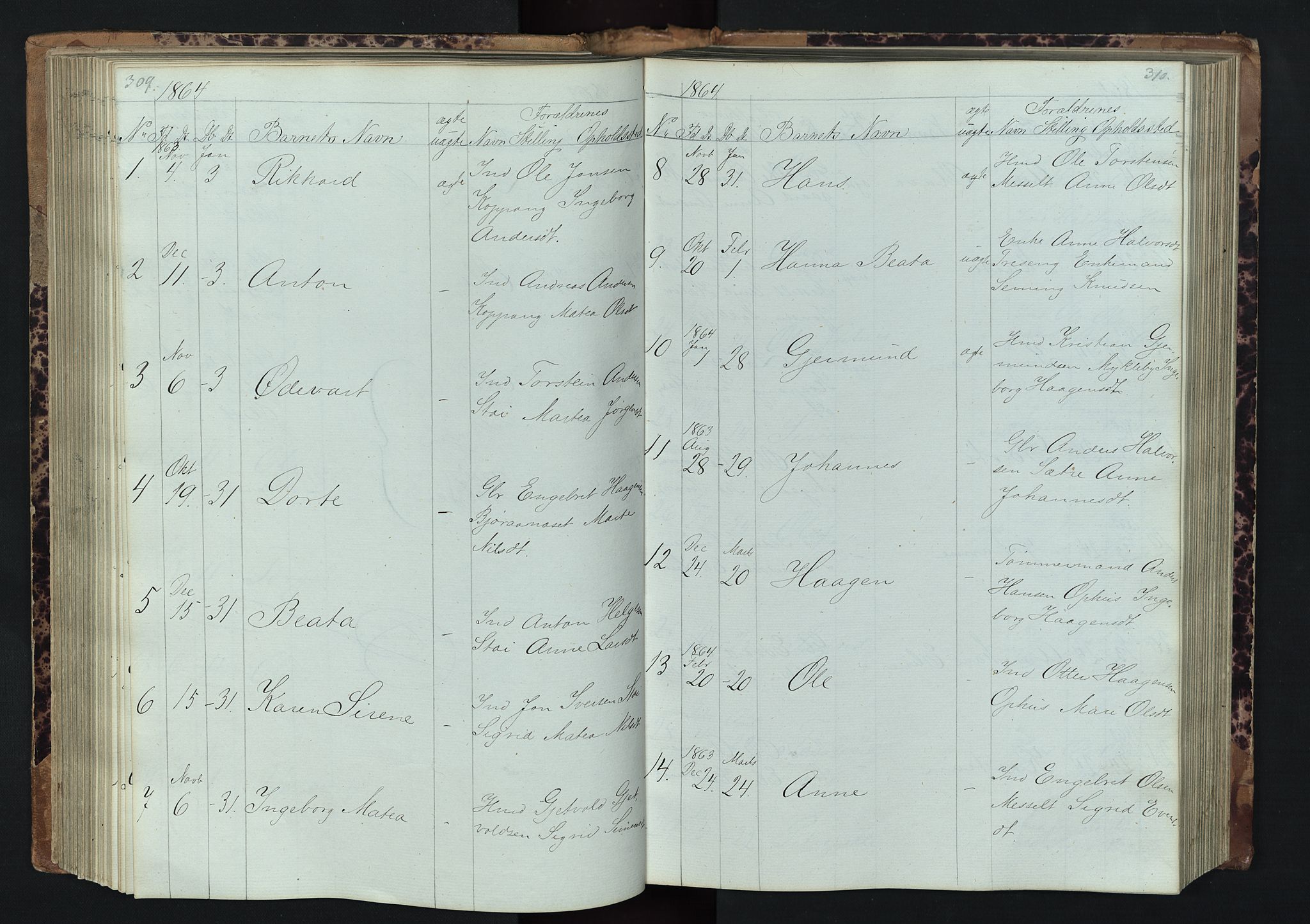 Stor-Elvdal prestekontor, SAH/PREST-052/H/Ha/Hab/L0001: Parish register (copy) no. 1 /1, 1860-1894, p. 309-310