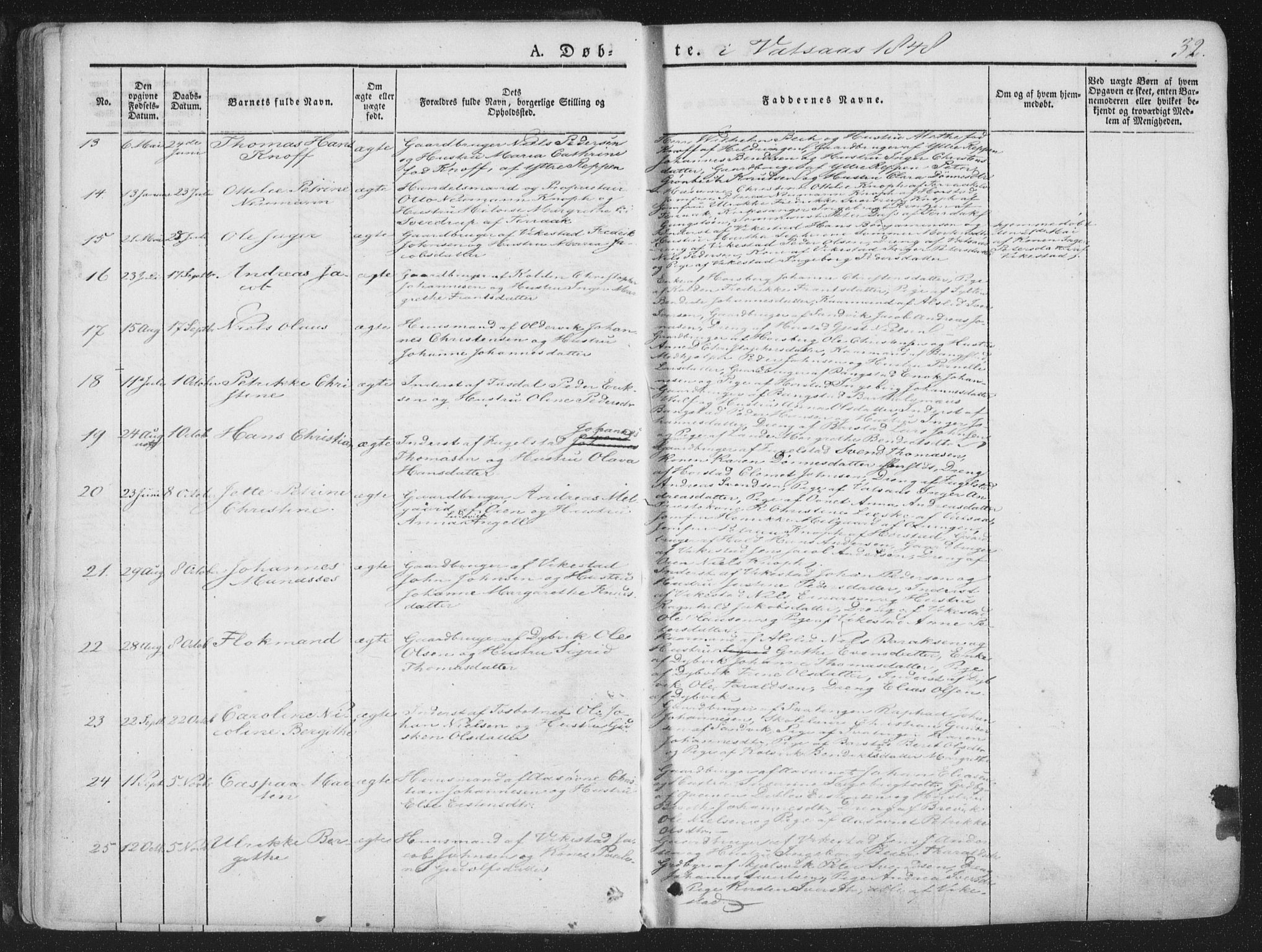 Ministerialprotokoller, klokkerbøker og fødselsregistre - Nordland, AV/SAT-A-1459/810/L0144: Parish register (official) no. 810A07 /1, 1841-1862, p. 32