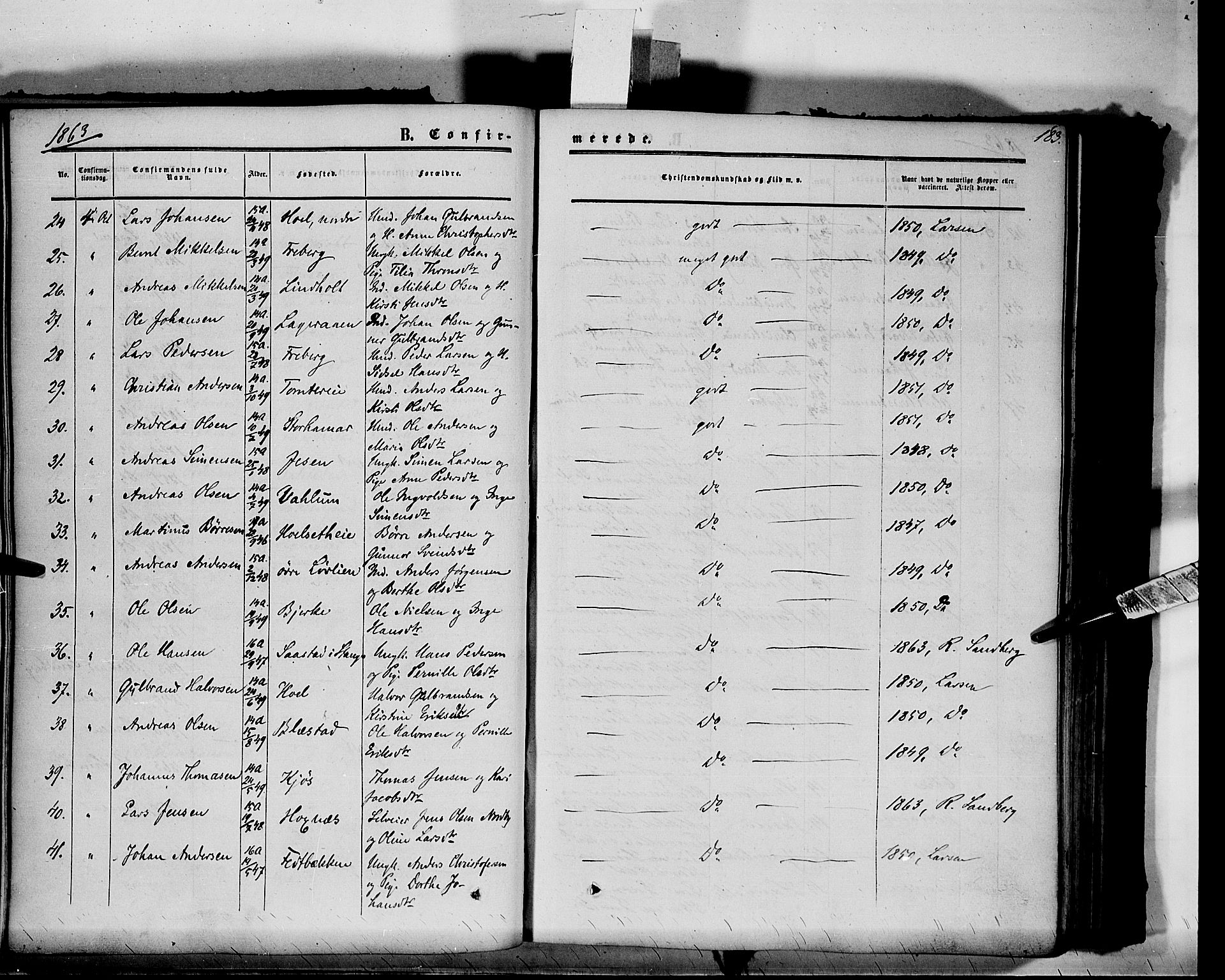 Vang prestekontor, Hedmark, AV/SAH-PREST-008/H/Ha/Haa/L0012: Parish register (official) no. 12, 1855-1870, p. 183