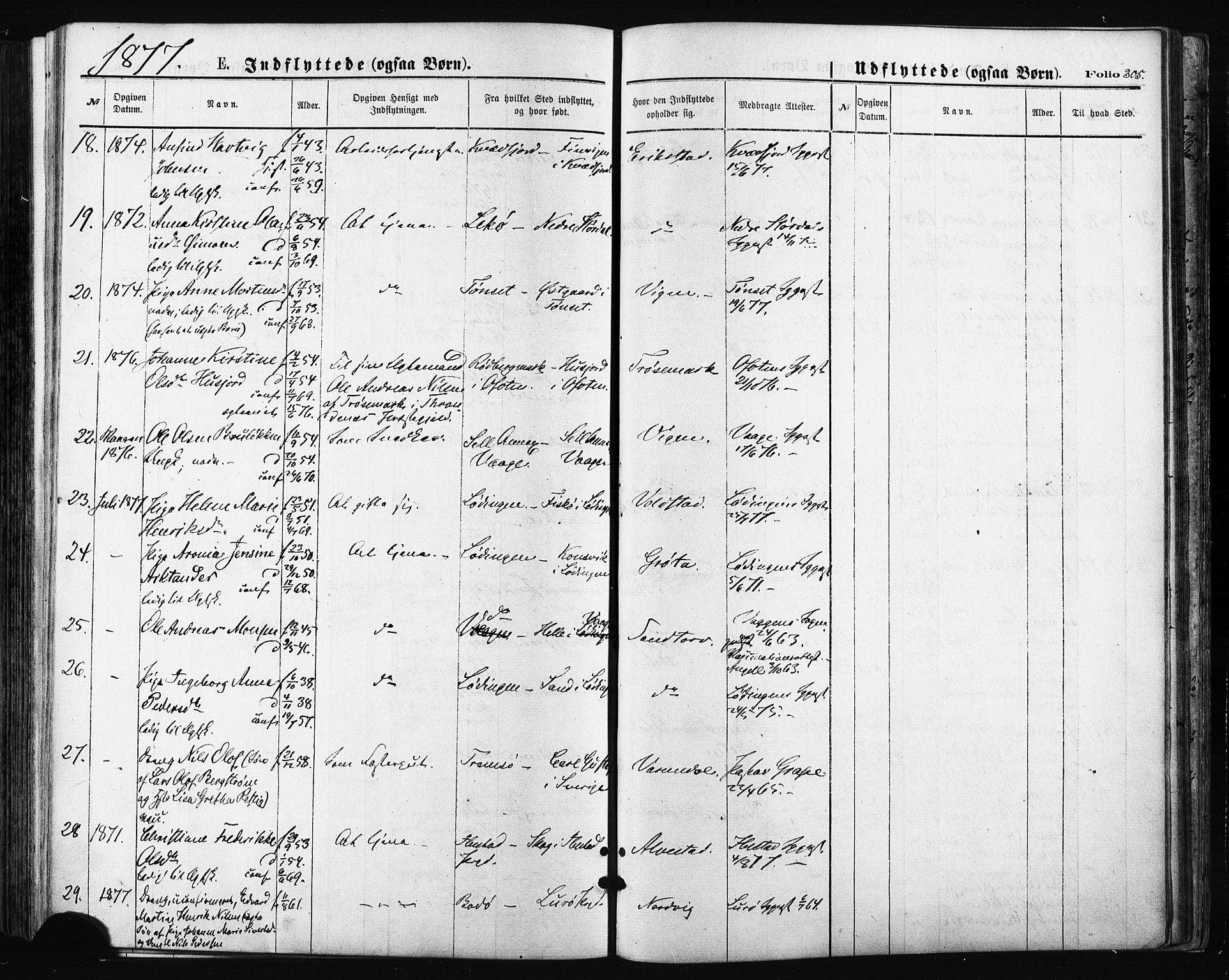 Trondenes sokneprestkontor, AV/SATØ-S-1319/H/Ha/L0013kirke: Parish register (official) no. 13, 1870-1878, p. 305