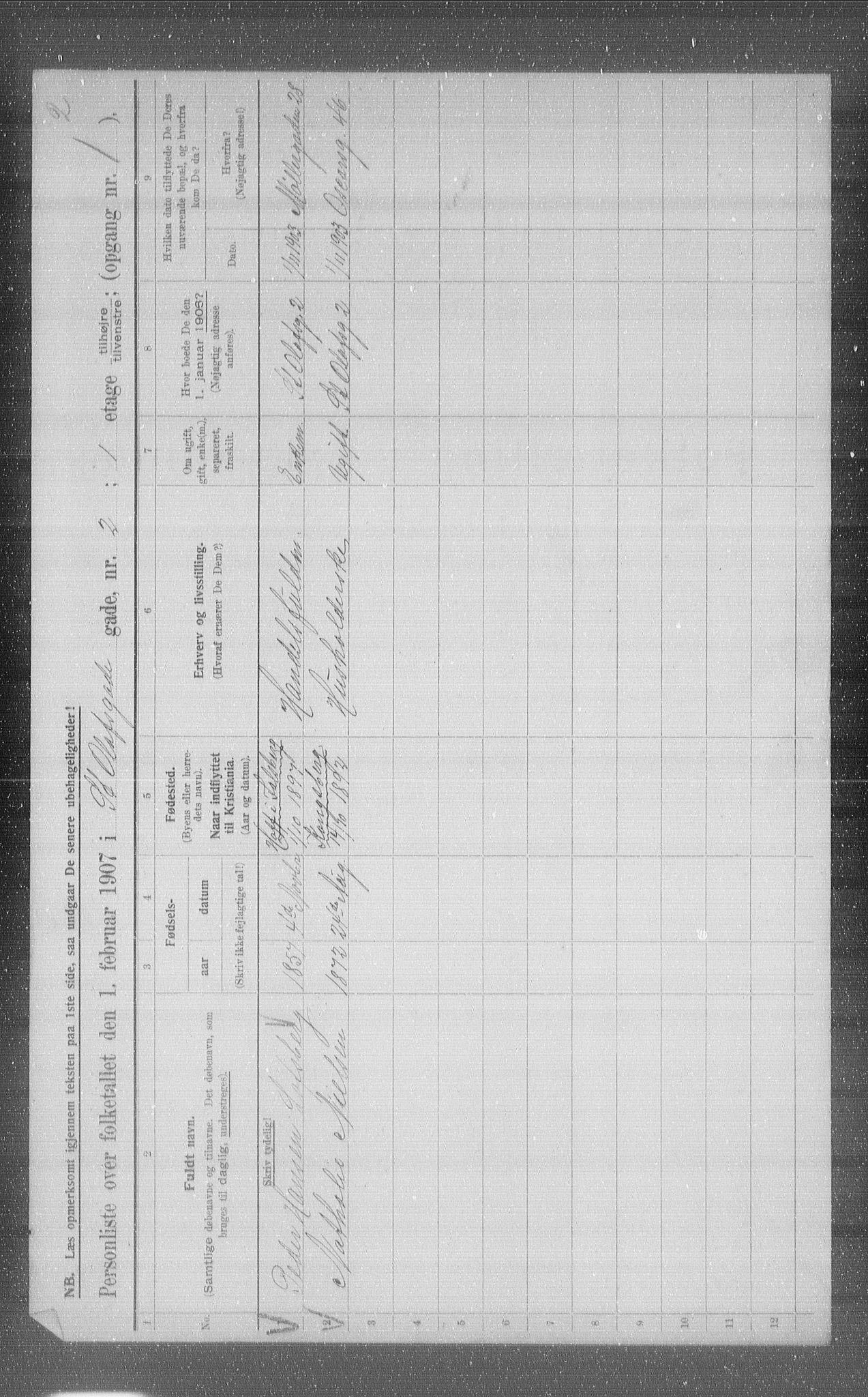 OBA, Municipal Census 1907 for Kristiania, 1907, p. 44998