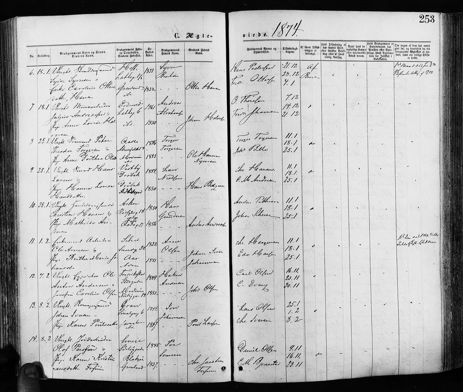 Grønland prestekontor Kirkebøker, AV/SAO-A-10848/F/Fa/L0005: Parish register (official) no. 5, 1869-1880, p. 253