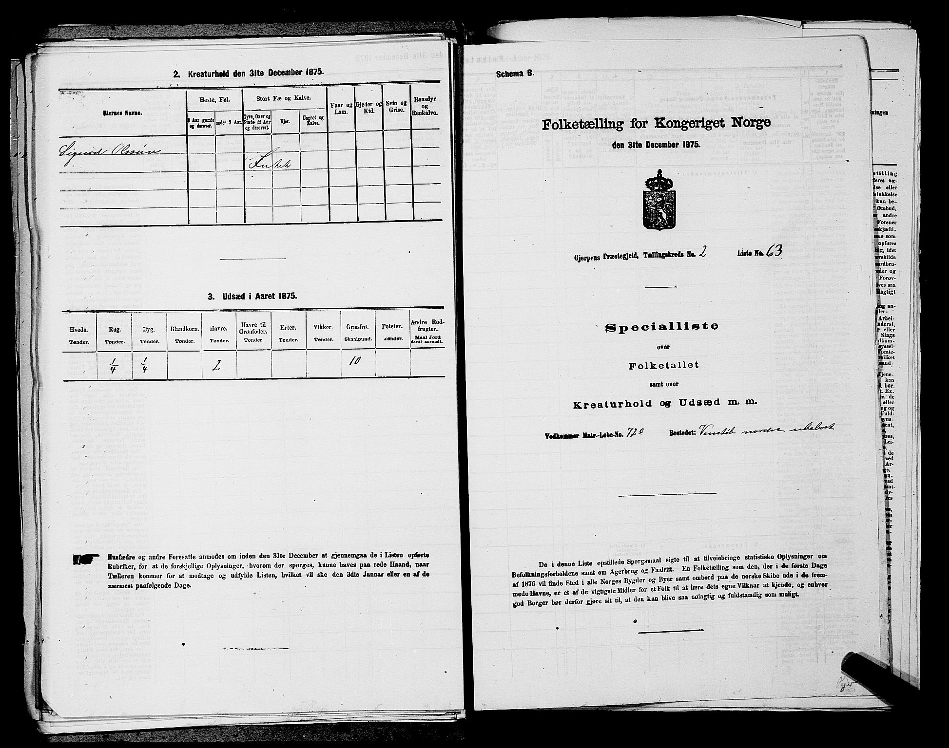 SAKO, 1875 census for 0812P Gjerpen, 1875, p. 364