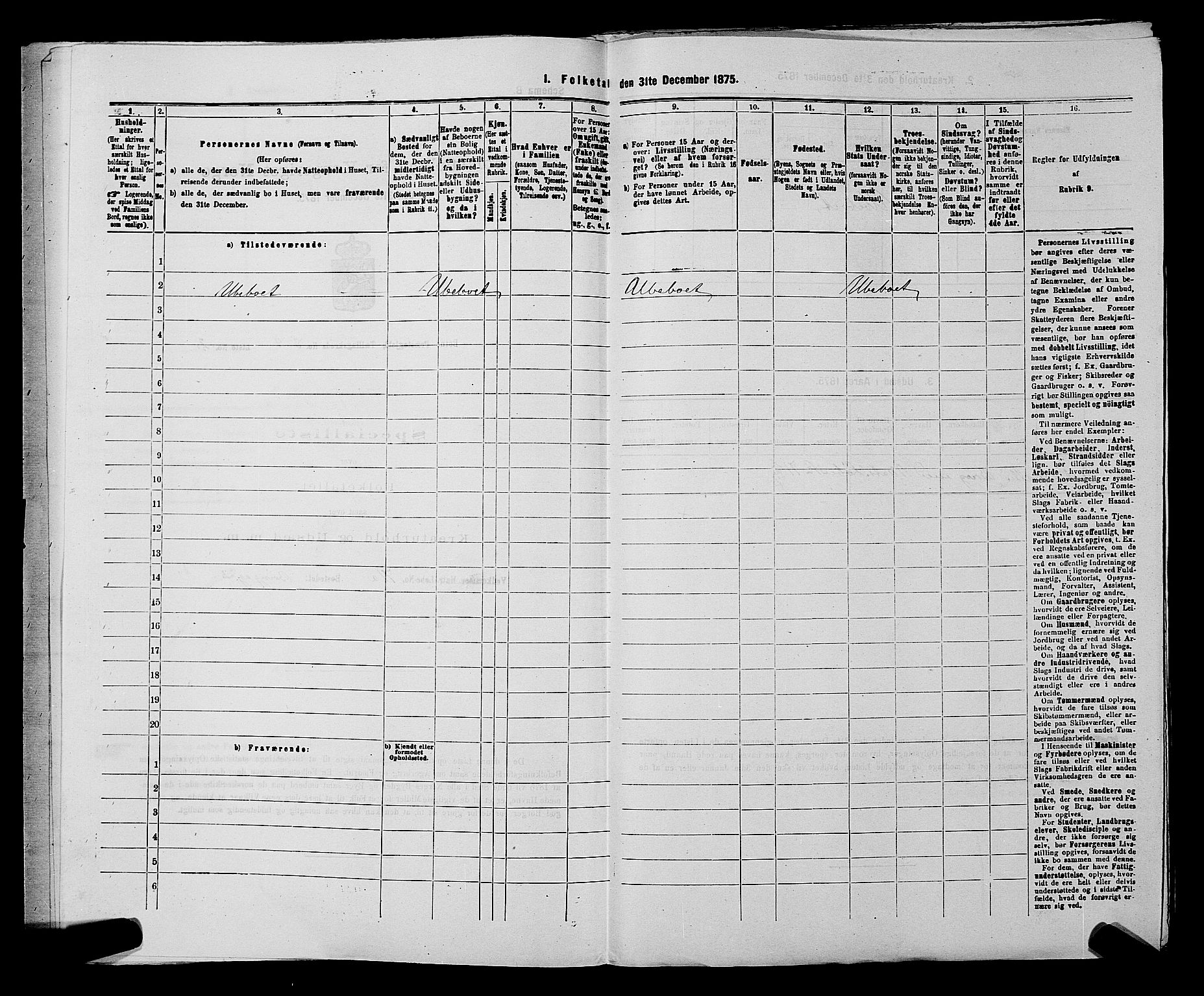 SAKO, 1875 census for 0715P Botne, 1875, p. 319