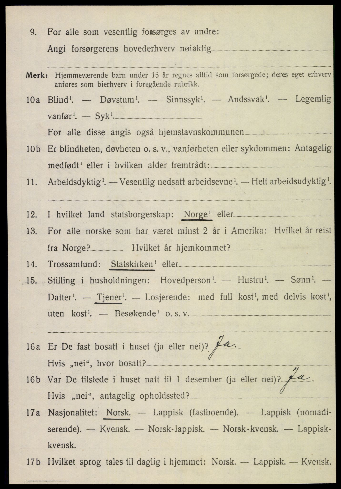 SAT, 1920 census for Snåsa, 1920, p. 1195