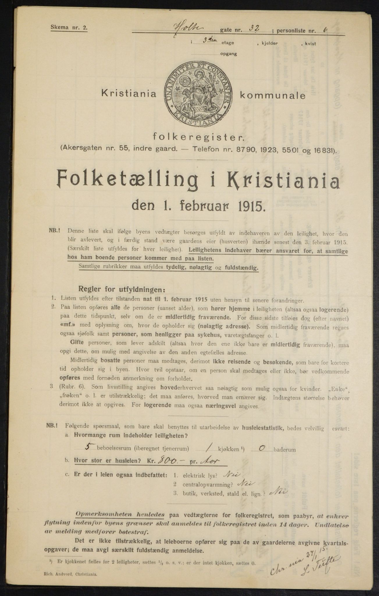 OBA, Municipal Census 1915 for Kristiania, 1915, p. 40951