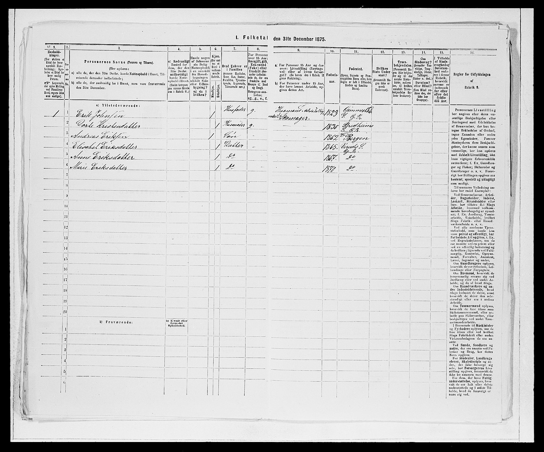 SAB, 1875 Census for 1445P Gloppen, 1875, p. 434