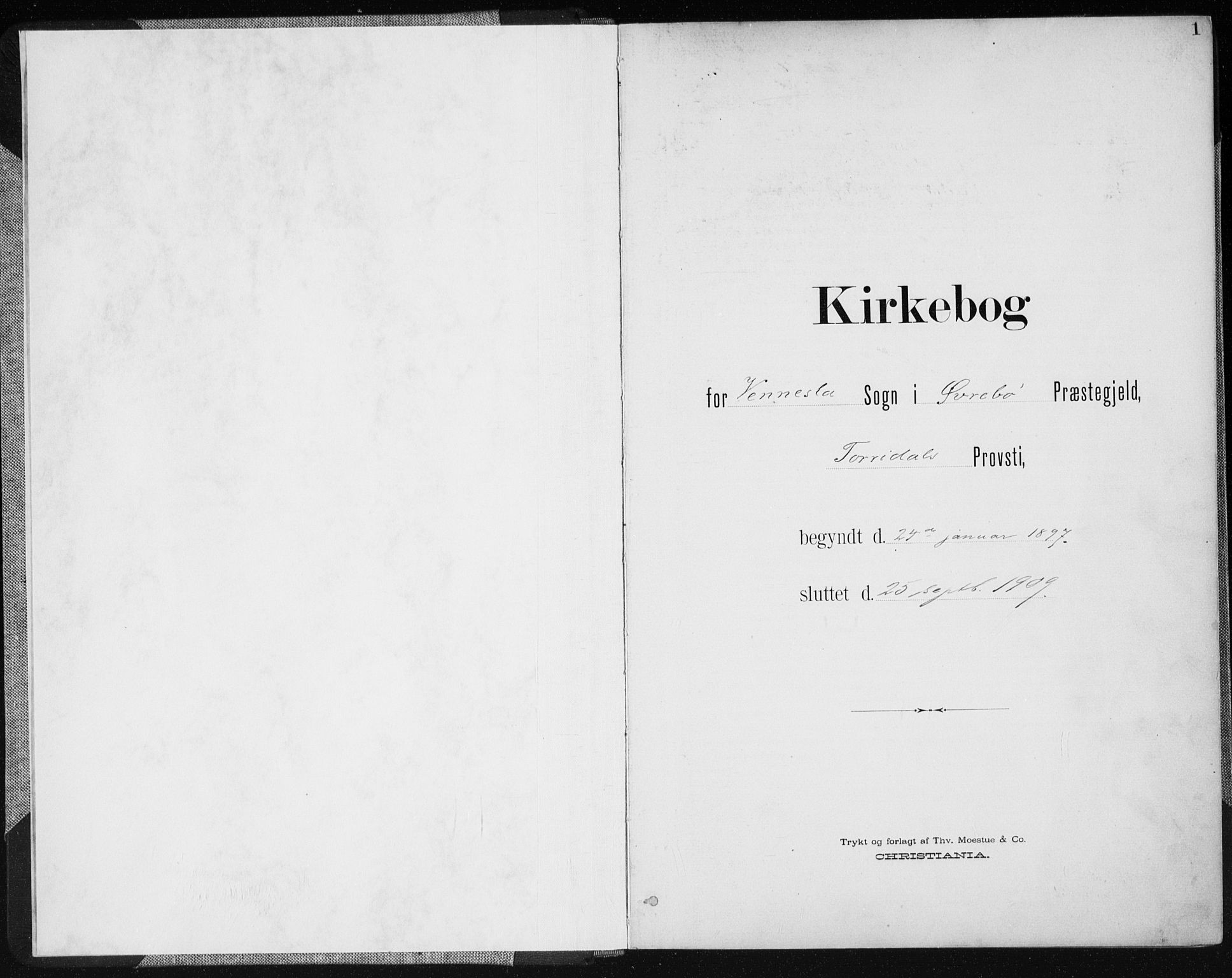 Vennesla sokneprestkontor, SAK/1111-0045/Fa/Fab/L0005: Parish register (official) no. A 5, 1897-1909, p. 1