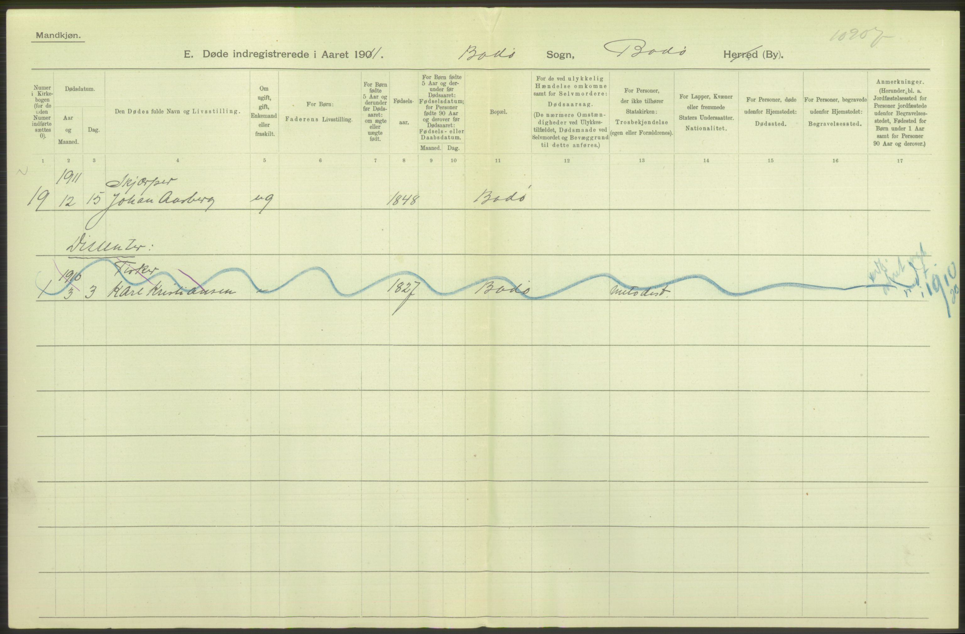 Statistisk sentralbyrå, Sosiodemografiske emner, Befolkning, RA/S-2228/D/Df/Dfb/Dfba/L0046: Nordlands amt:  Døde, dødfødte. Bygder og byer., 1911, p. 32