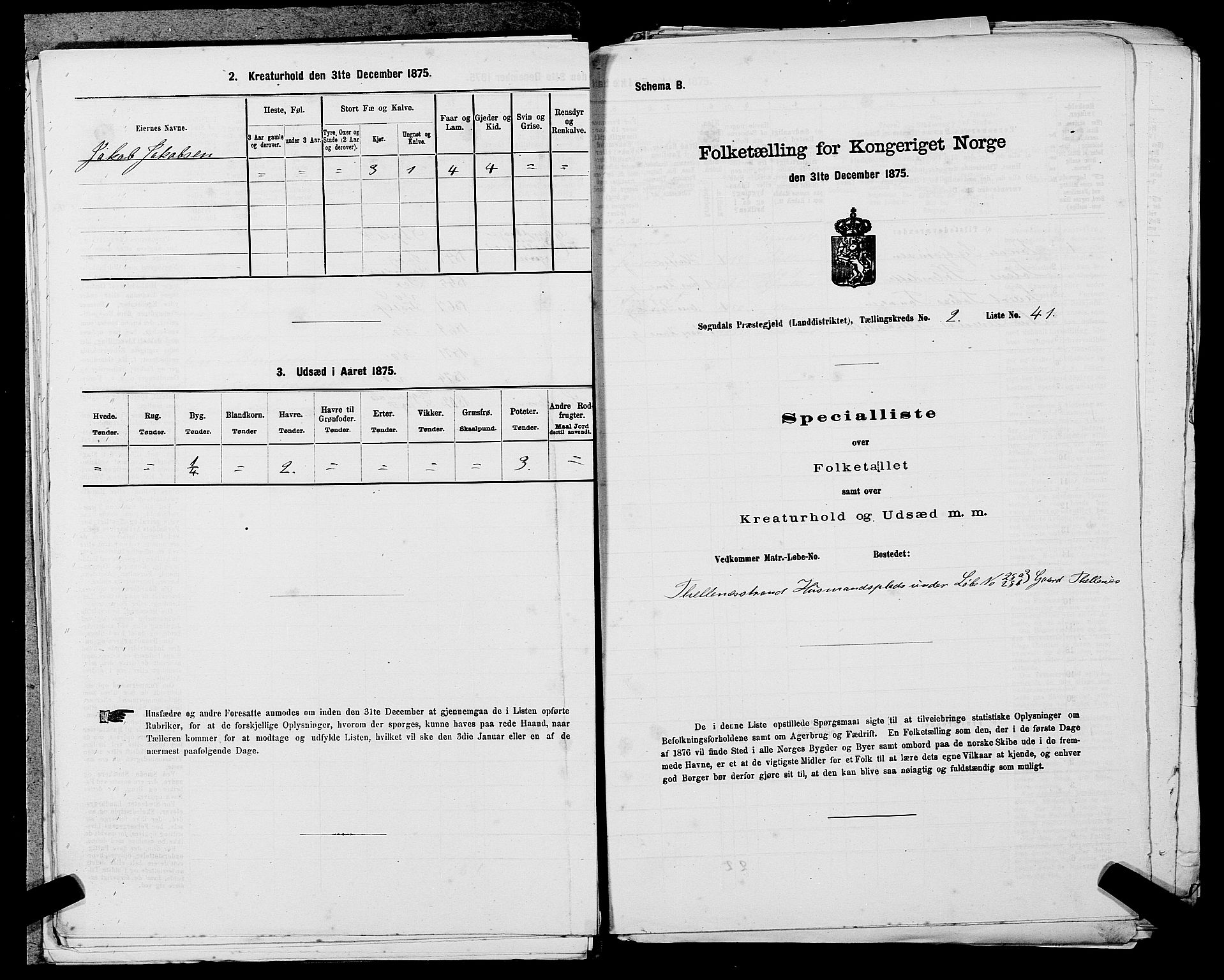 SAST, 1875 census for 1111L Sokndal/Sokndal, 1875, p. 186