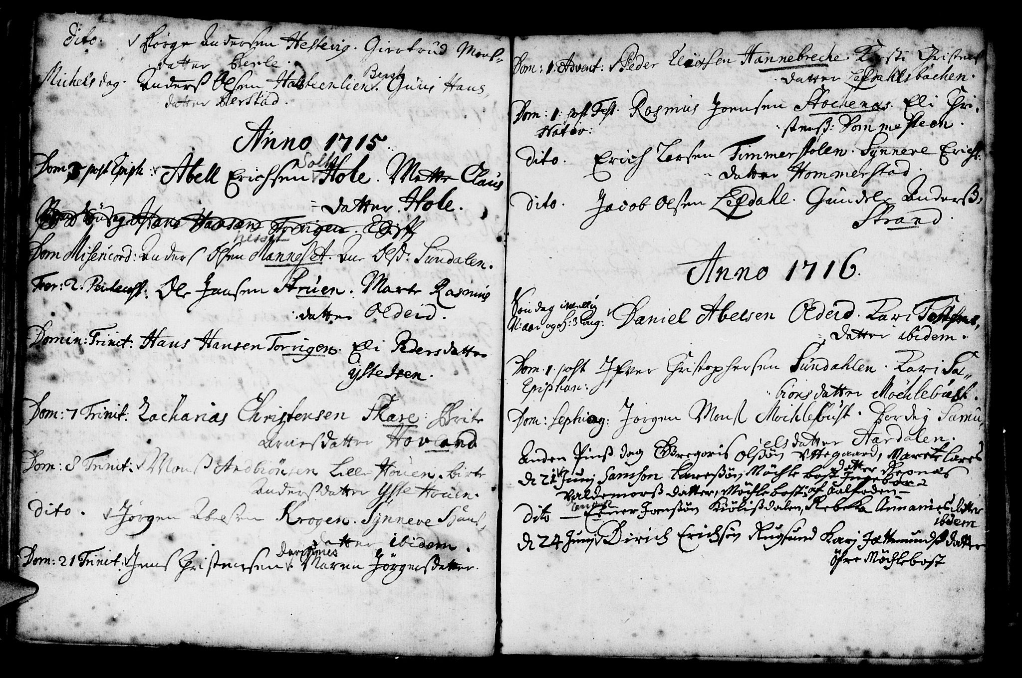 Davik sokneprestembete, SAB/A-79701/H/Haa/Haaa/L0001: Parish register (official) no. A 1, 1710-1742, p. 39