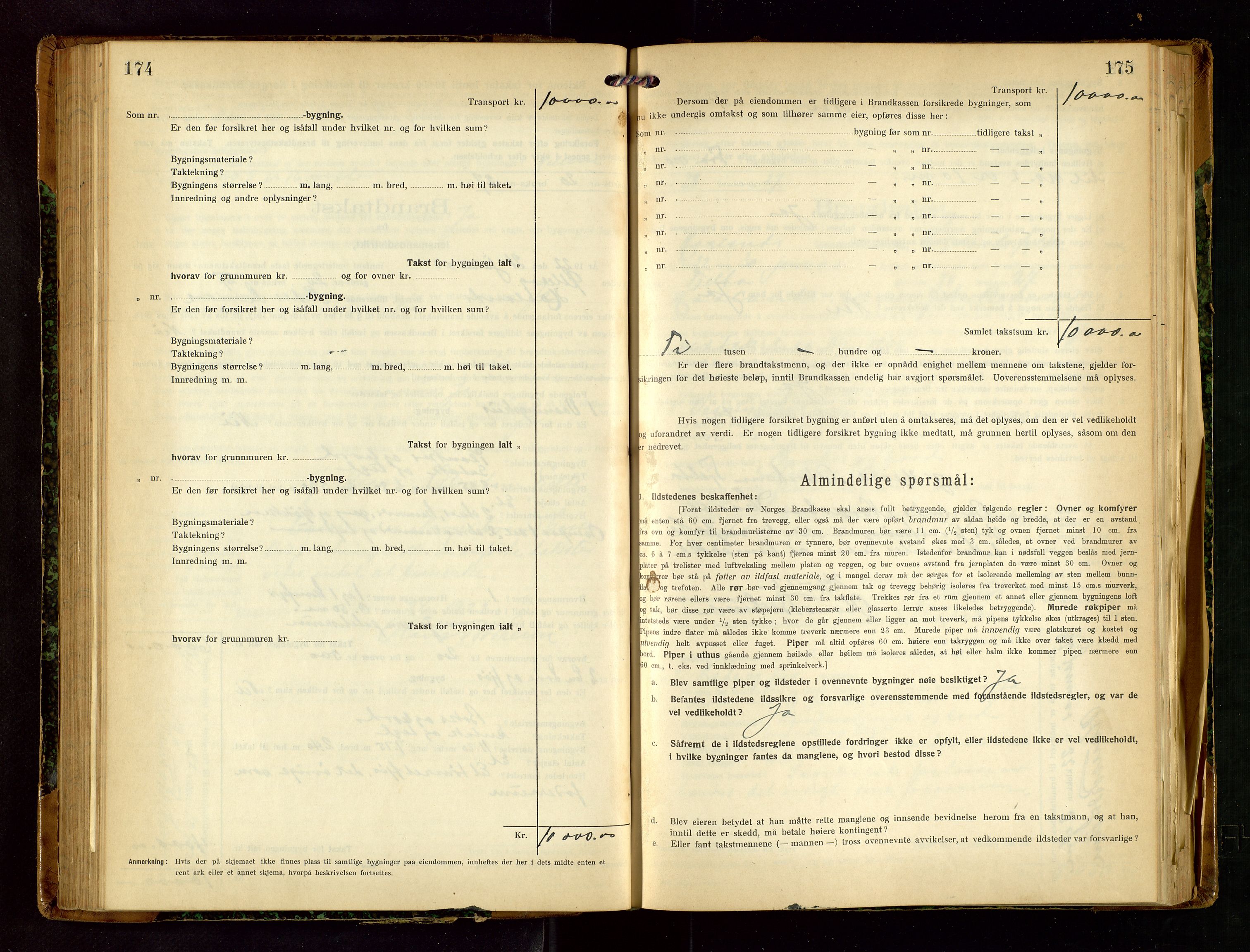 Håland lensmannskontor, AV/SAST-A-100100/Gob/L0007: Branntakstprotokoll - skjematakst. Register i boken., 1920-1925, p. 174-175