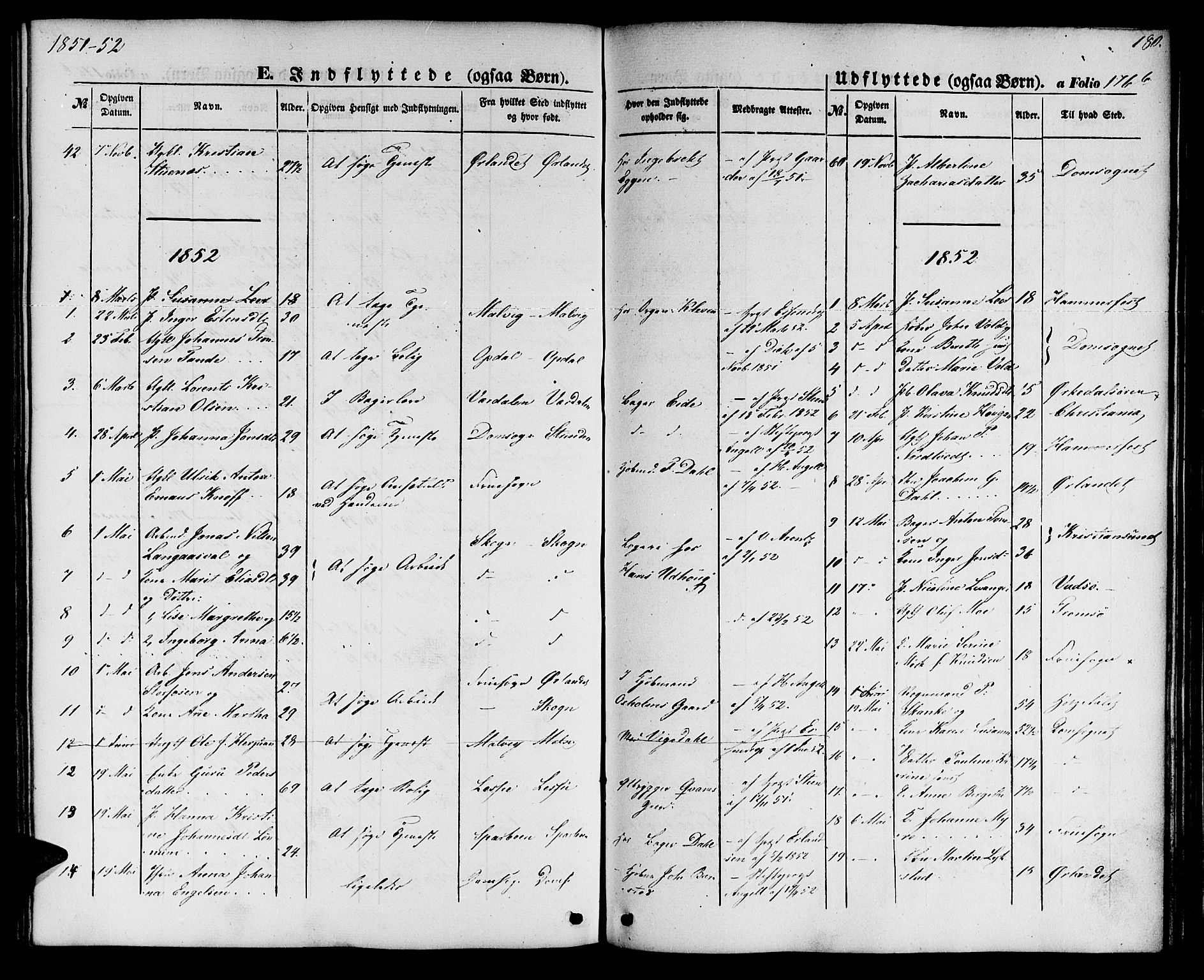 Ministerialprotokoller, klokkerbøker og fødselsregistre - Sør-Trøndelag, AV/SAT-A-1456/604/L0184: Parish register (official) no. 604A05, 1851-1860, p. 180