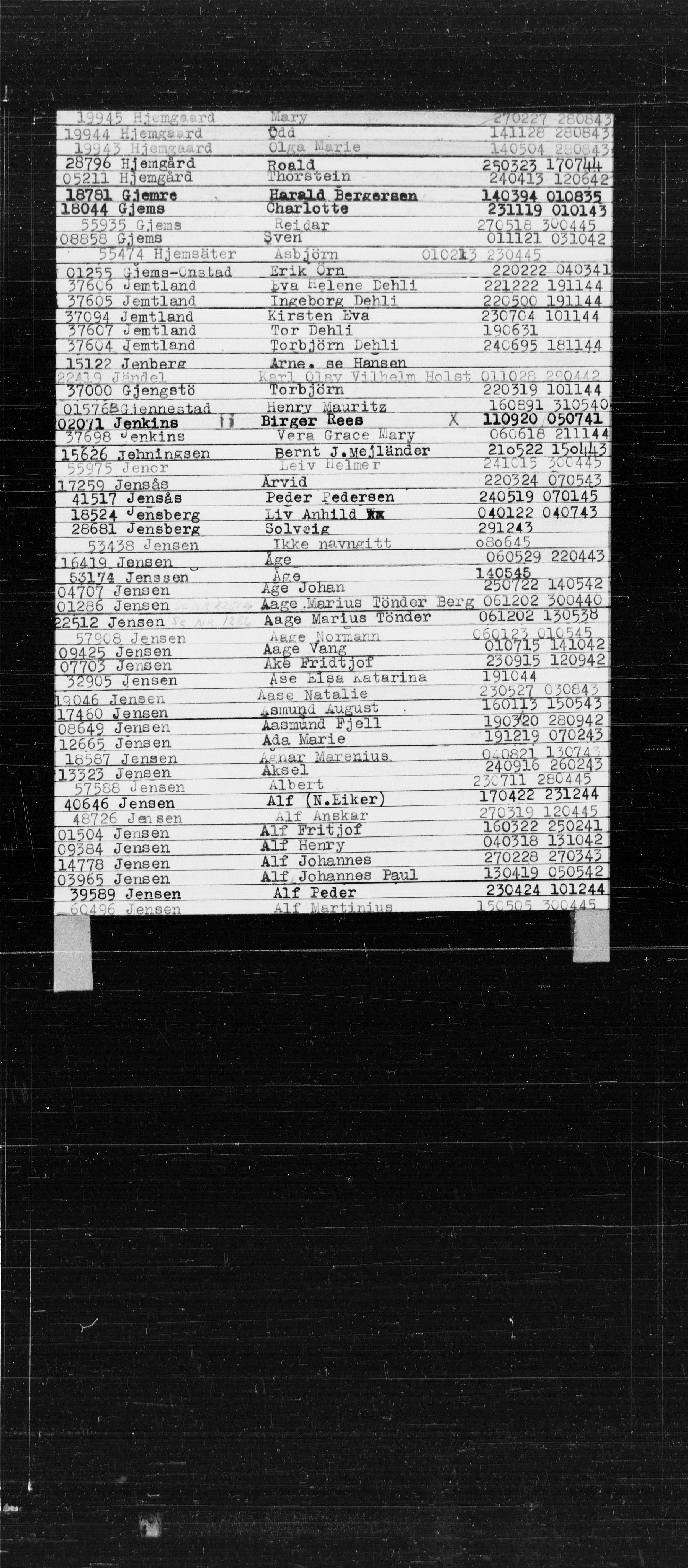 Den Kgl. Norske Legasjons Flyktningskontor, RA/S-6753/V/Va/L0022: Kjesäterkartoteket.  Alfabetisk register, A-Å., 1940-1945, p. 378