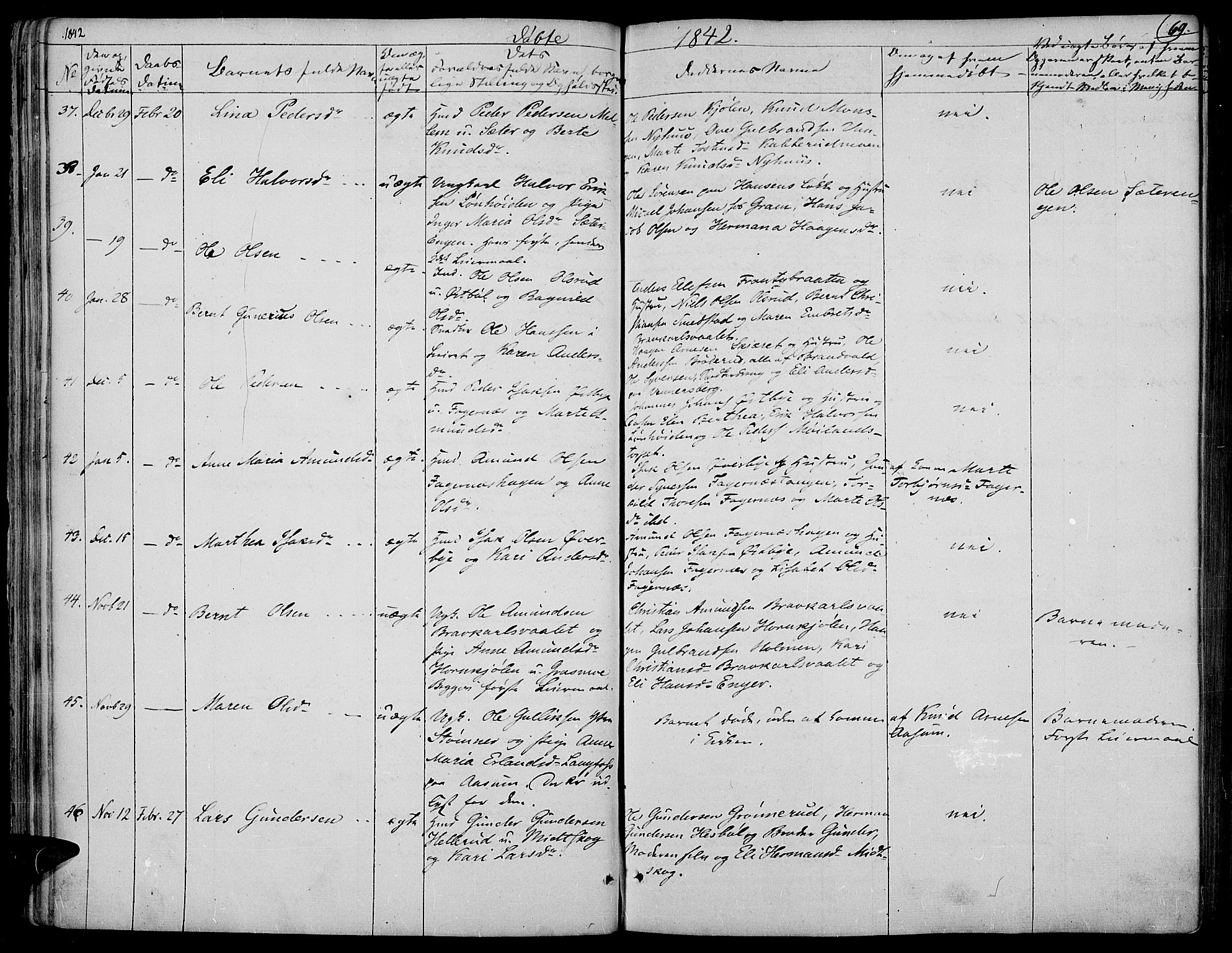 Vinger prestekontor, SAH/PREST-024/H/Ha/Haa/L0008: Parish register (official) no. 8, 1839-1847, p. 69