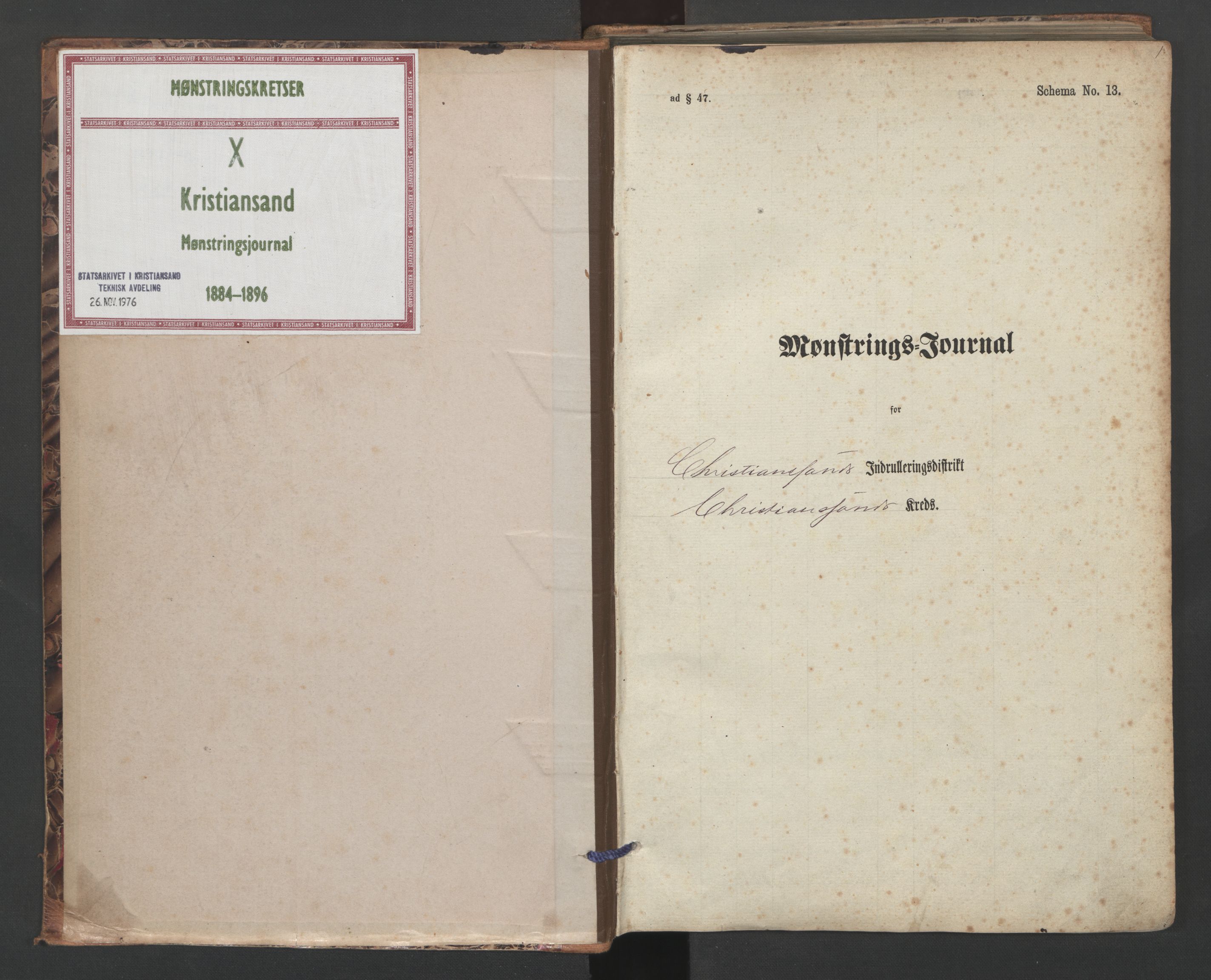 Kristiansand mønstringskrets, SAK/2031-0015/G/Ga/L0009: Mønstringsjournal, X-1, 1884-1896, p. 2