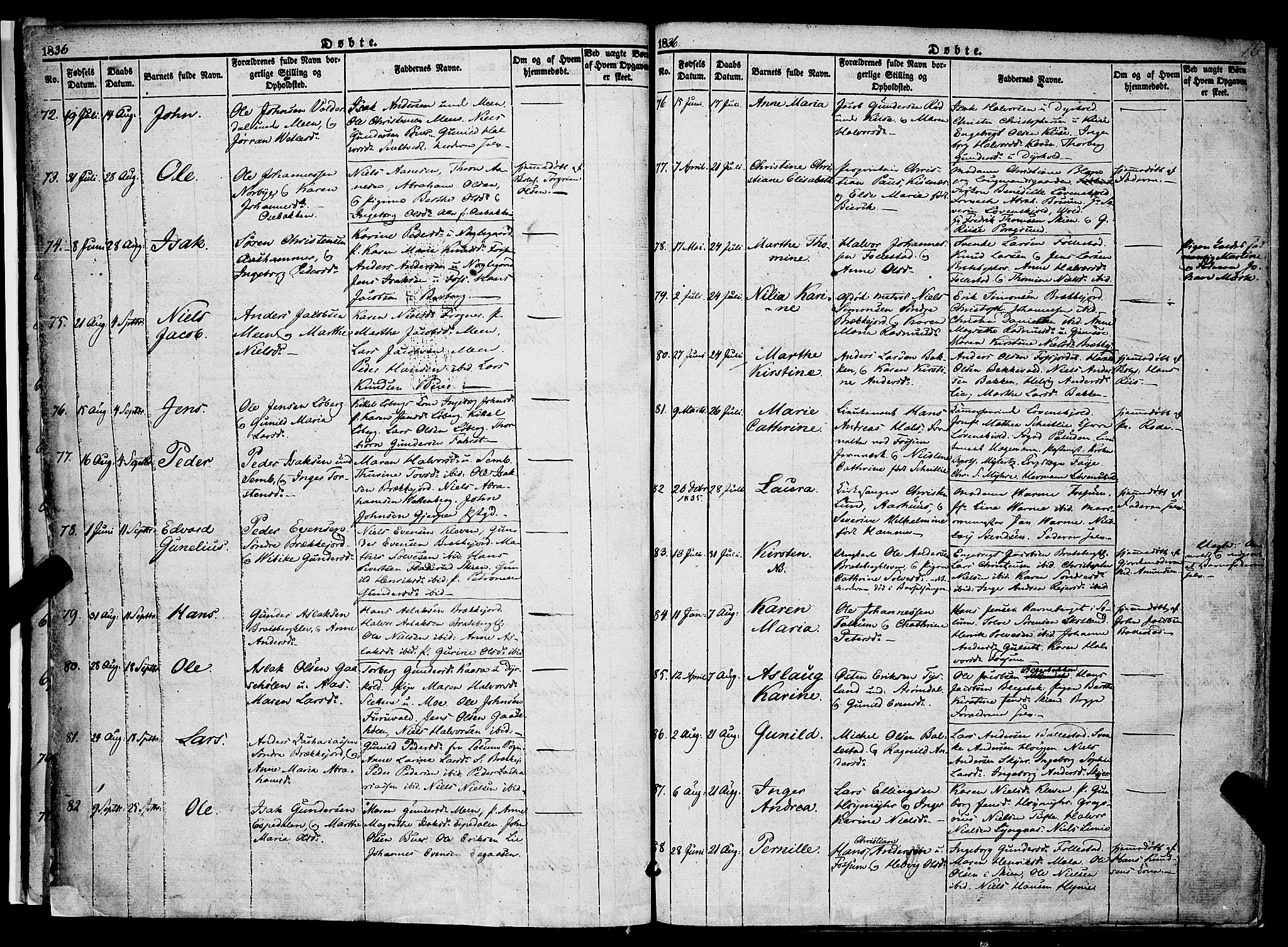 Gjerpen kirkebøker, AV/SAKO-A-265/F/Fa/L0007a: Parish register (official) no. I 7A, 1834-1857, p. 16