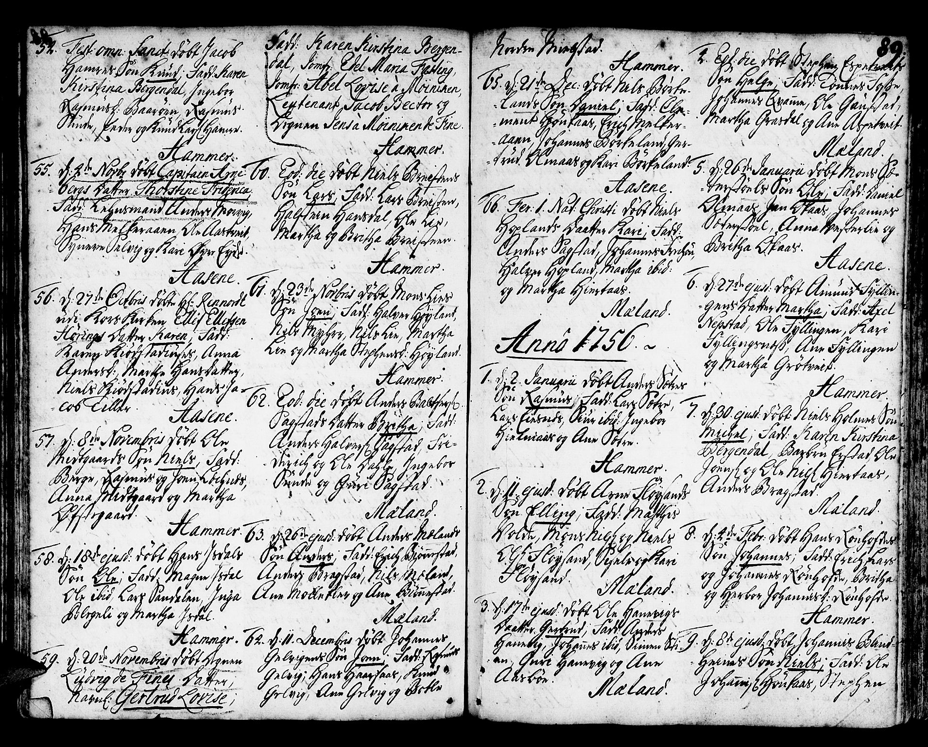 Hamre sokneprestembete, AV/SAB-A-75501/H/Ha/Haa/Haaa/L0006: Parish register (official) no. A 6, 1750-1761, p. 89