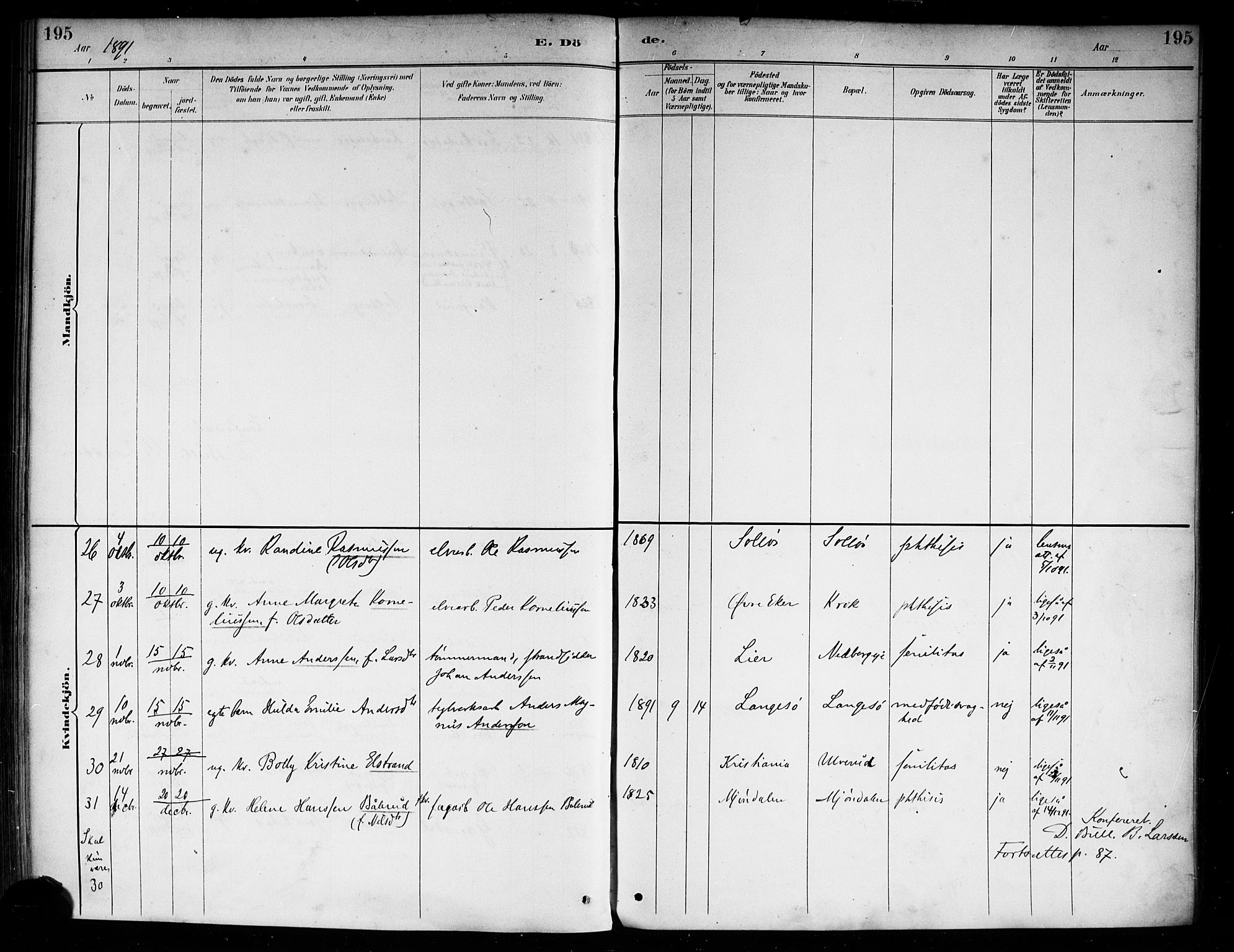 Nedre Eiker kirkebøker, AV/SAKO-A-612/F/Fa/L0003: Parish register (official) no. 3, 1885-1892, p. 195