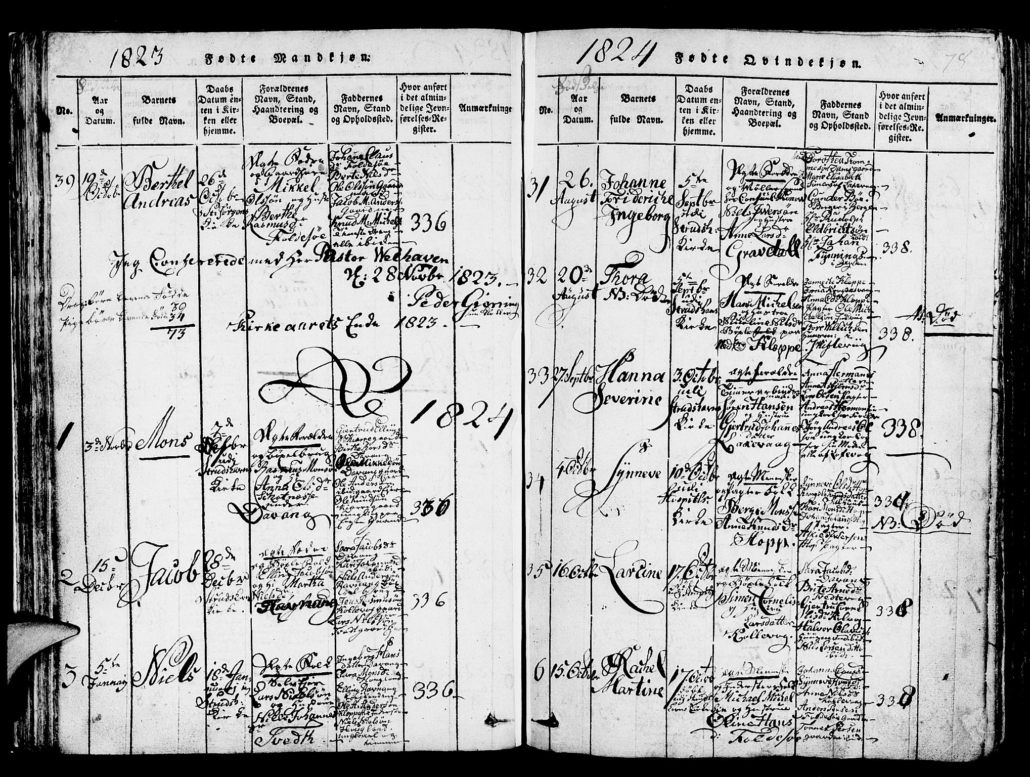 Askøy Sokneprestembete, SAB/A-74101/H/Ha/Hab/Haba/L0002: Parish register (copy) no. A 2, 1815-1846, p. 78