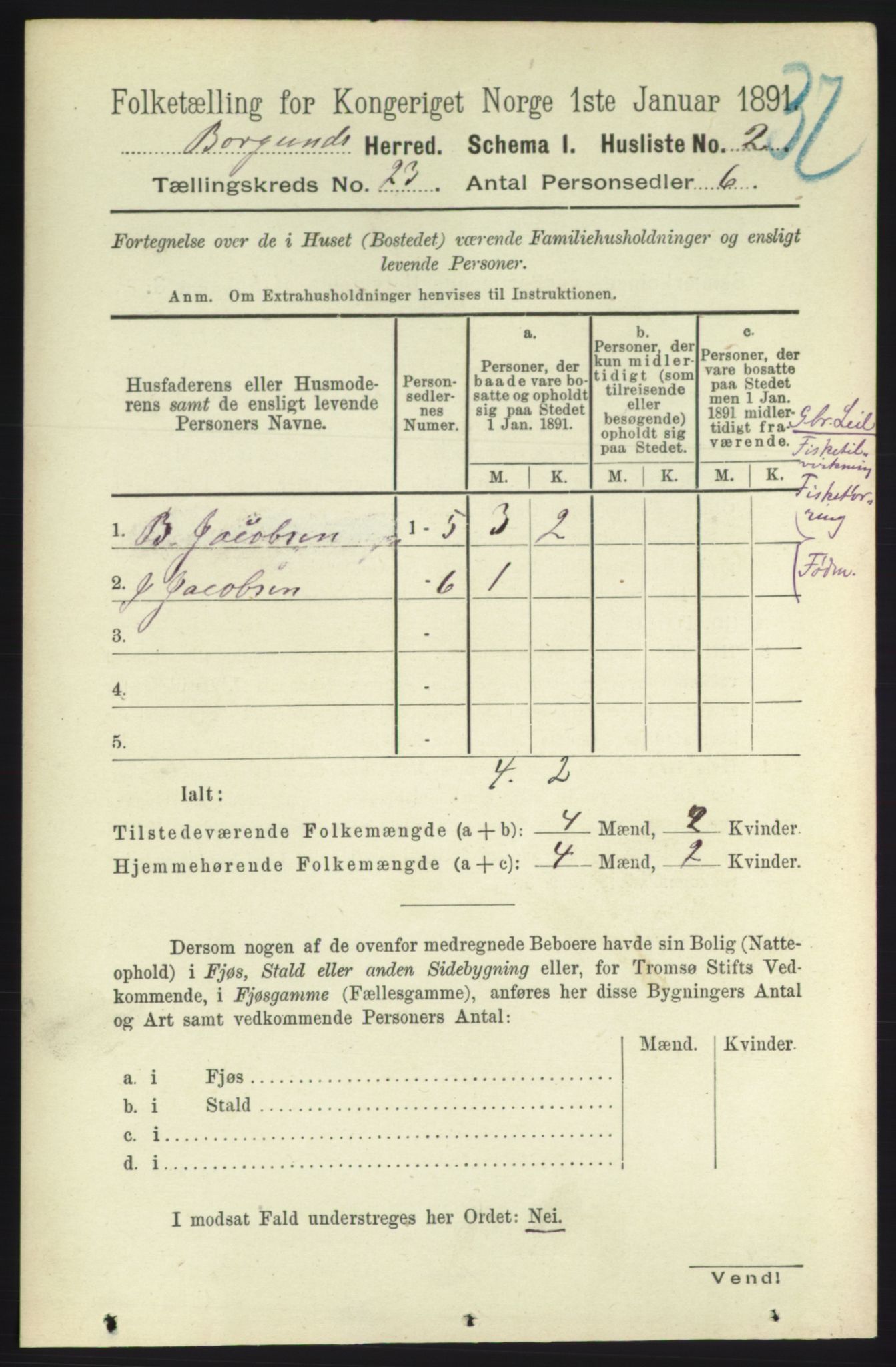 RA, 1891 census for 1531 Borgund, 1891, p. 6946