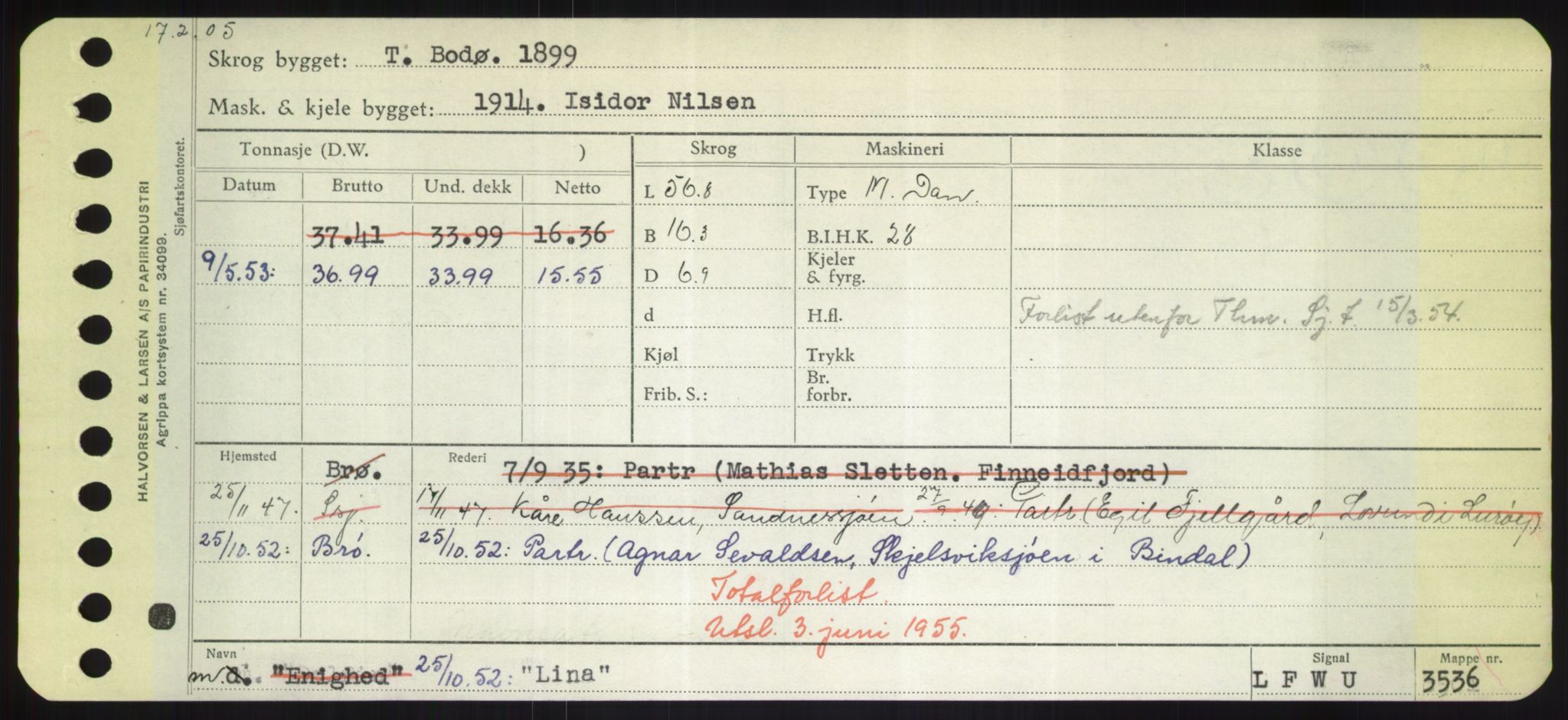 Sjøfartsdirektoratet med forløpere, Skipsmålingen, RA/S-1627/H/Hd/L0023: Fartøy, Lia-Løv, p. 97