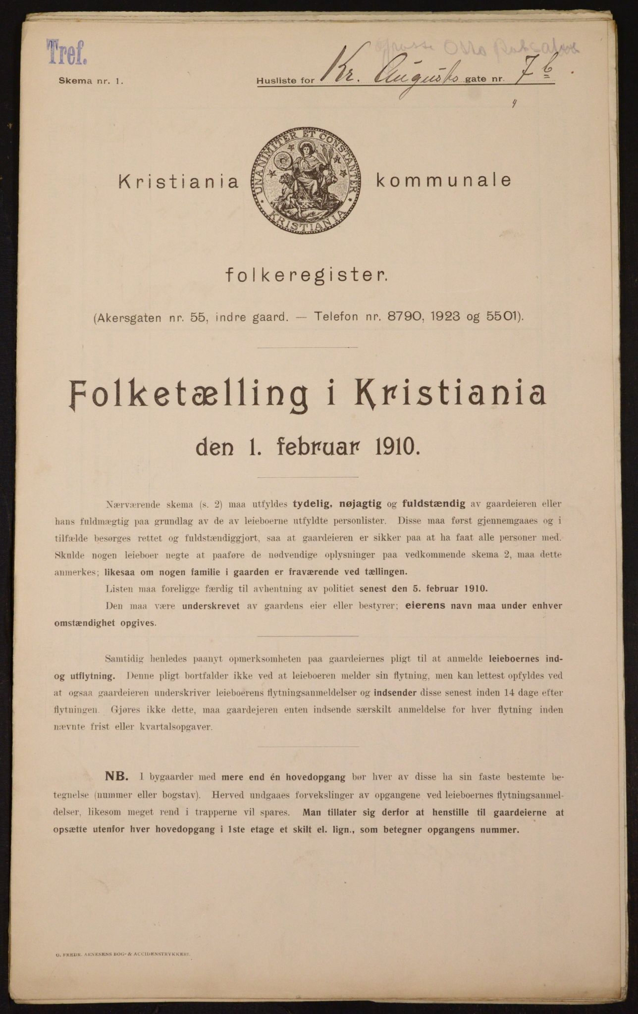 OBA, Municipal Census 1910 for Kristiania, 1910, p. 52390