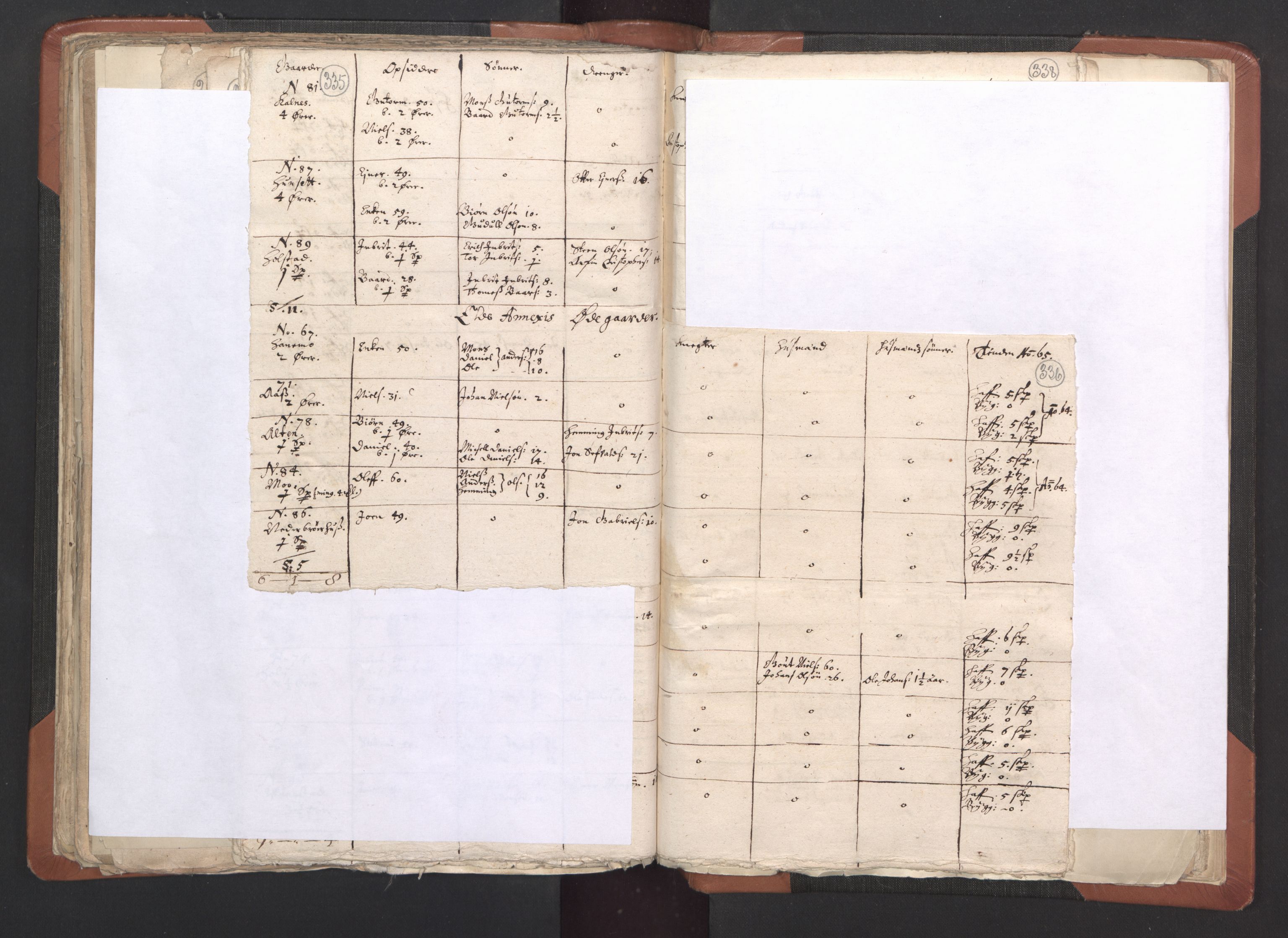 RA, Vicar's Census 1664-1666, no. 33: Innherad deanery, 1664-1666, p. 335-336