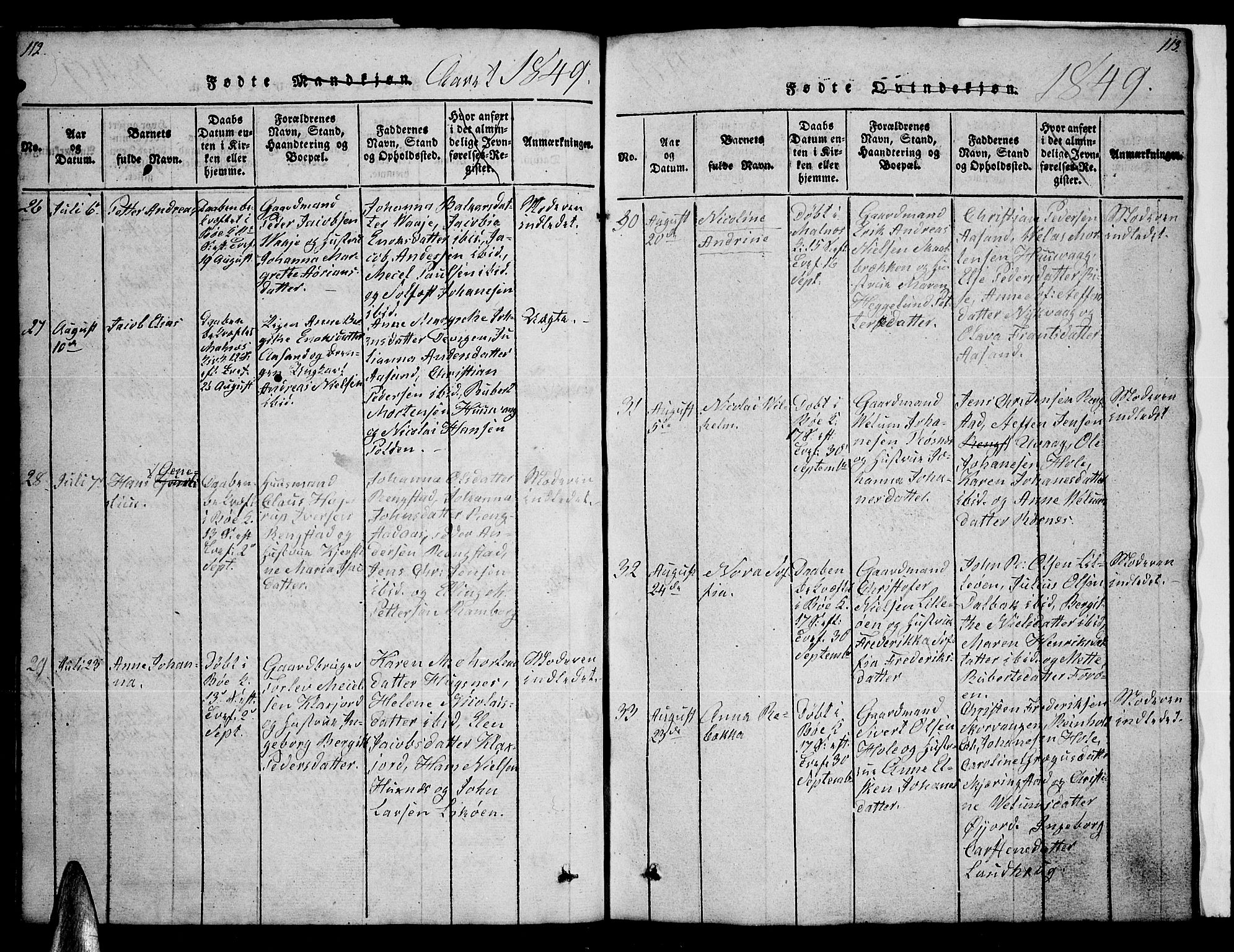 Ministerialprotokoller, klokkerbøker og fødselsregistre - Nordland, AV/SAT-A-1459/891/L1312: Parish register (copy) no. 891C01, 1820-1856, p. 112-113