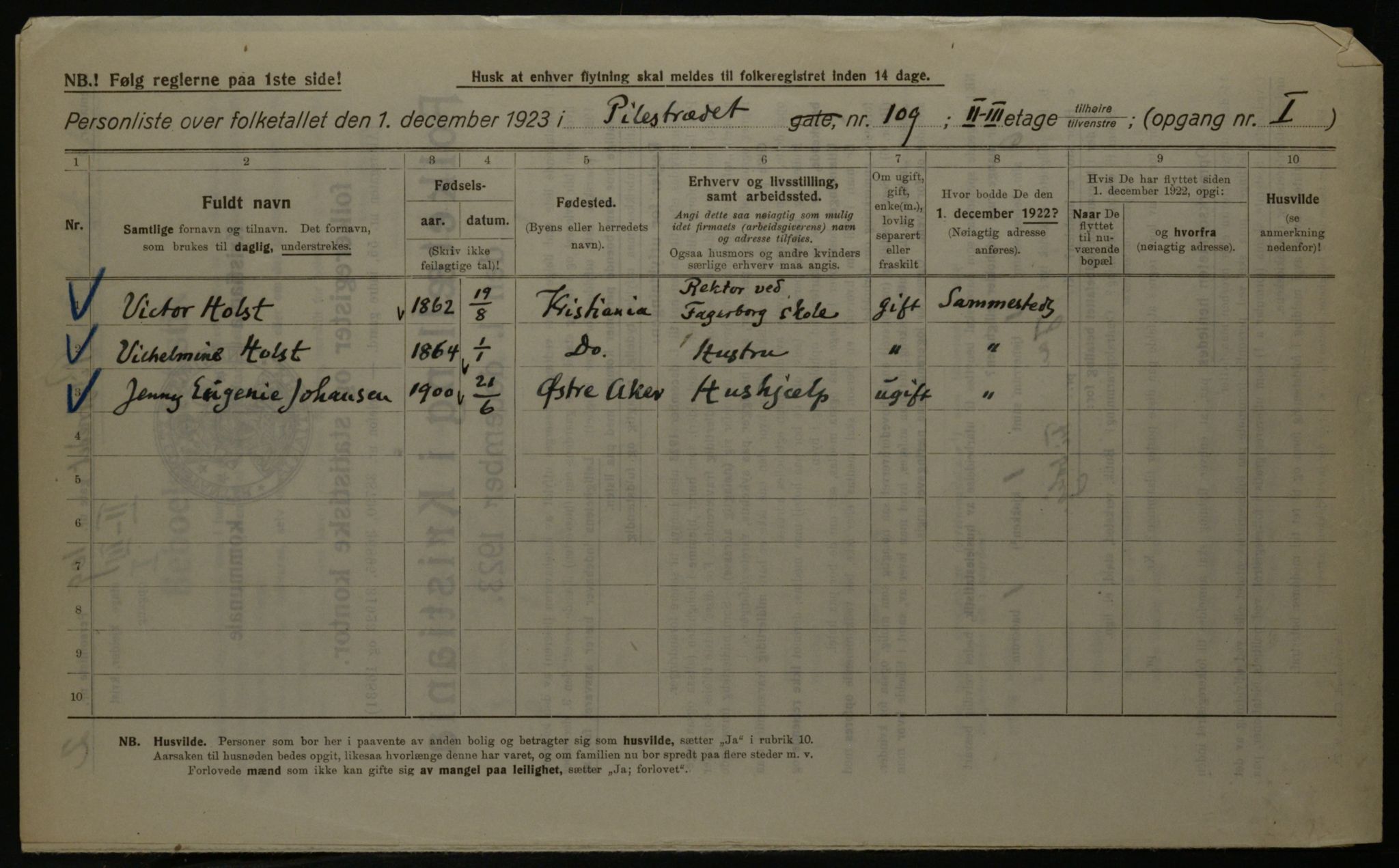 OBA, Municipal Census 1923 for Kristiania, 1923, p. 88368