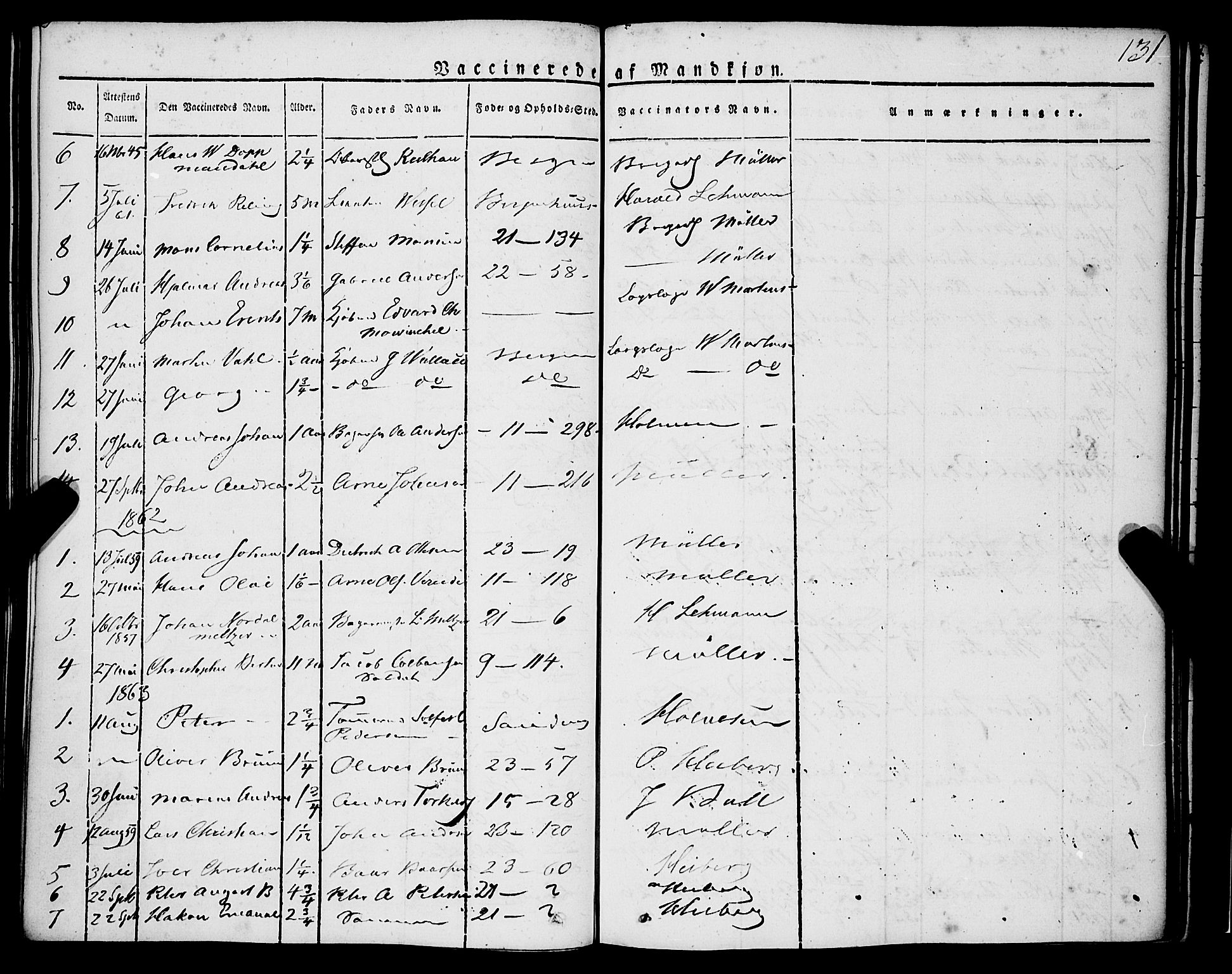 Korskirken sokneprestembete, SAB/A-76101/H/Haa/L0050: Parish register (official) no. F 1, 1821-1869, p. 131