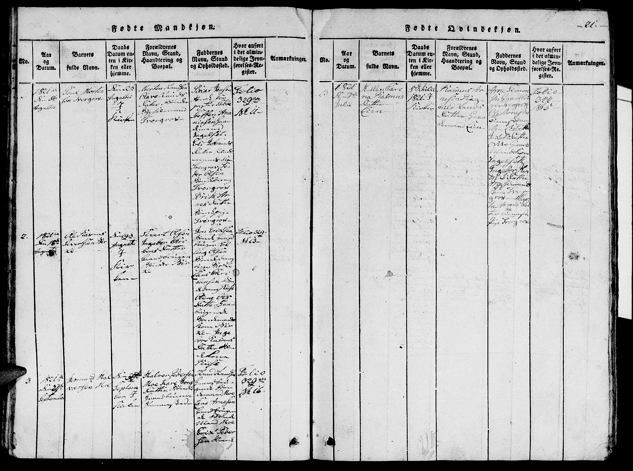 Ministerialprotokoller, klokkerbøker og fødselsregistre - Møre og Romsdal, AV/SAT-A-1454/515/L0207: Parish register (official) no. 515A03, 1819-1829, p. 21